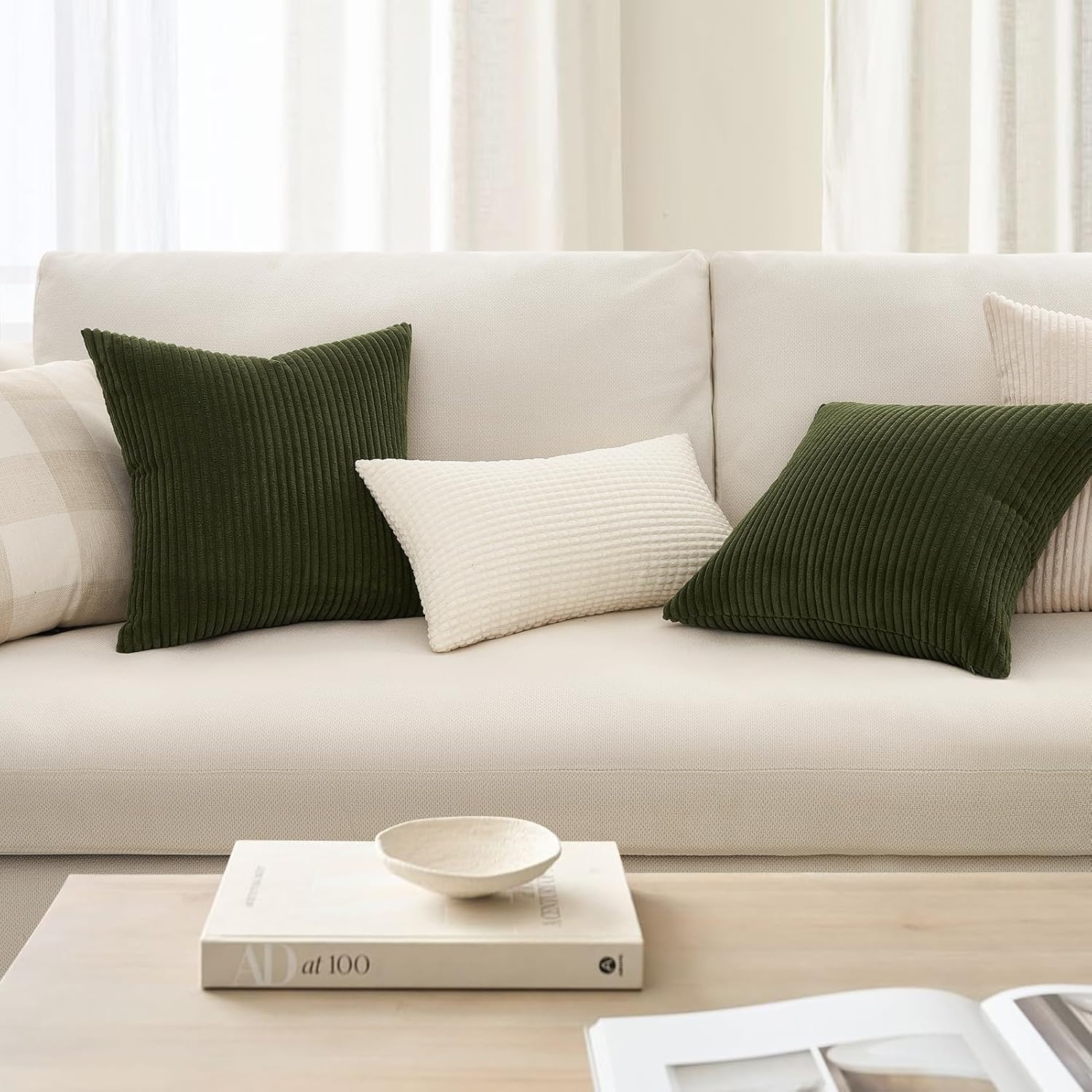 Thumbnail 4 de Topfinel Juego de 2 Fundas de Cojín 60x60 Verde Oliva