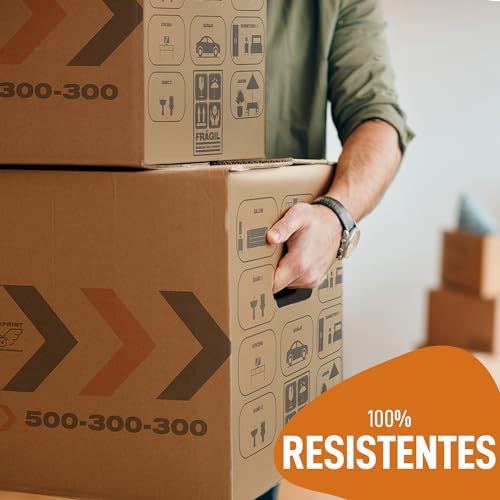 Thumbnail 5 de MARCPRINT: 10 Cajas de Mudanza Talla L (45 L) 50x30x30 cm, Reforzadas con Precinto, FSC y 100% Reutilizables