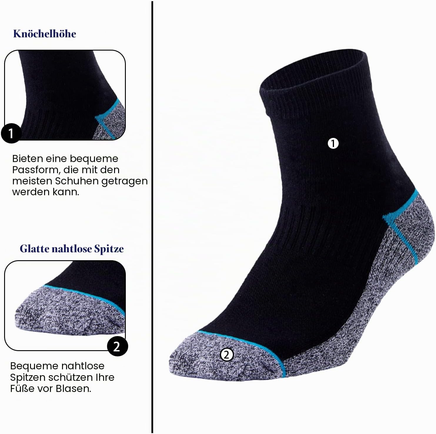 Detalle 1 de Kodal Kupfer Quarter-Socken 4/5 Paar für Komfort