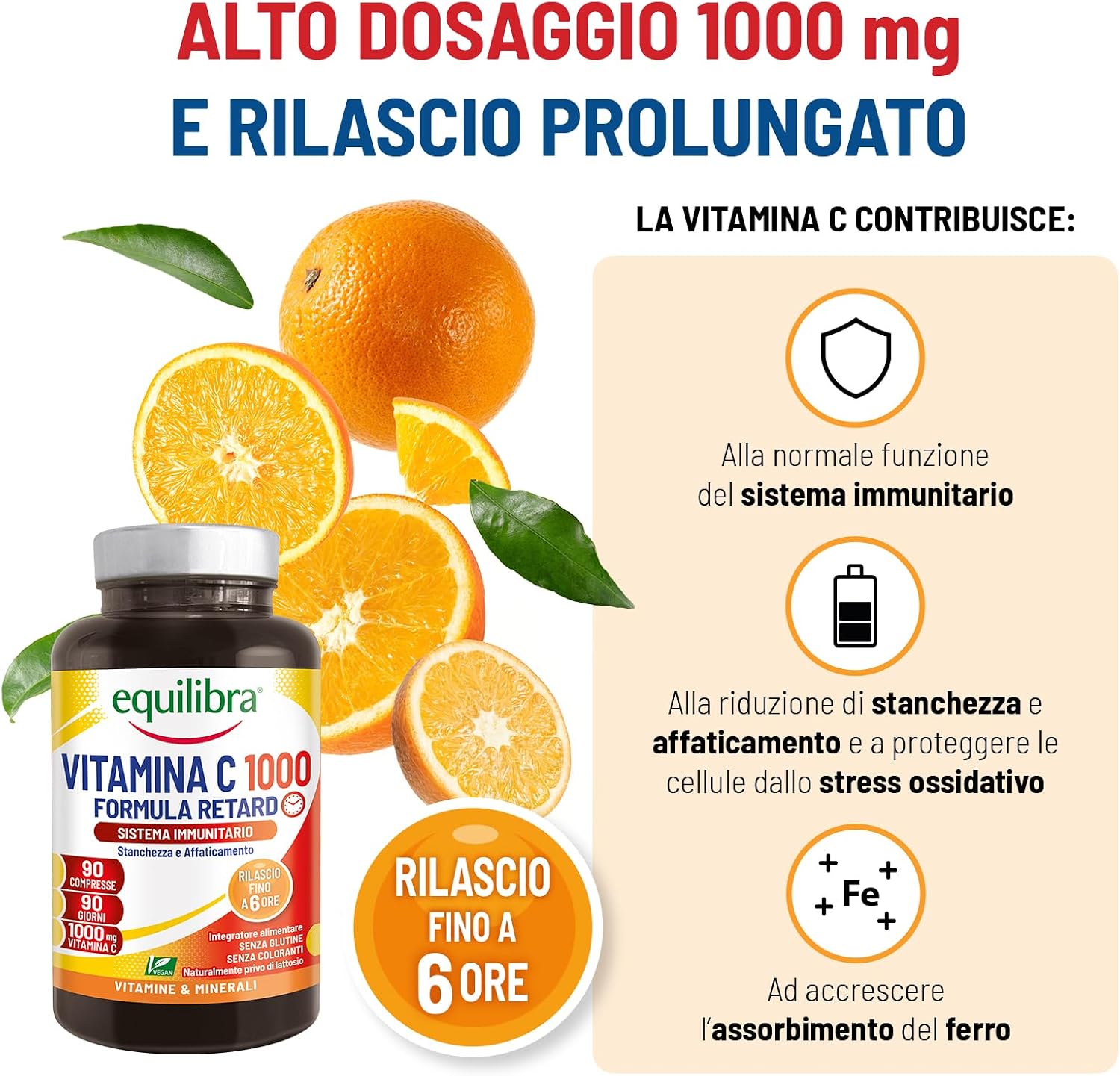 Detalle 2 de Equilibra Vitamina C 1000 mg integratore 90 compresse 🍊
