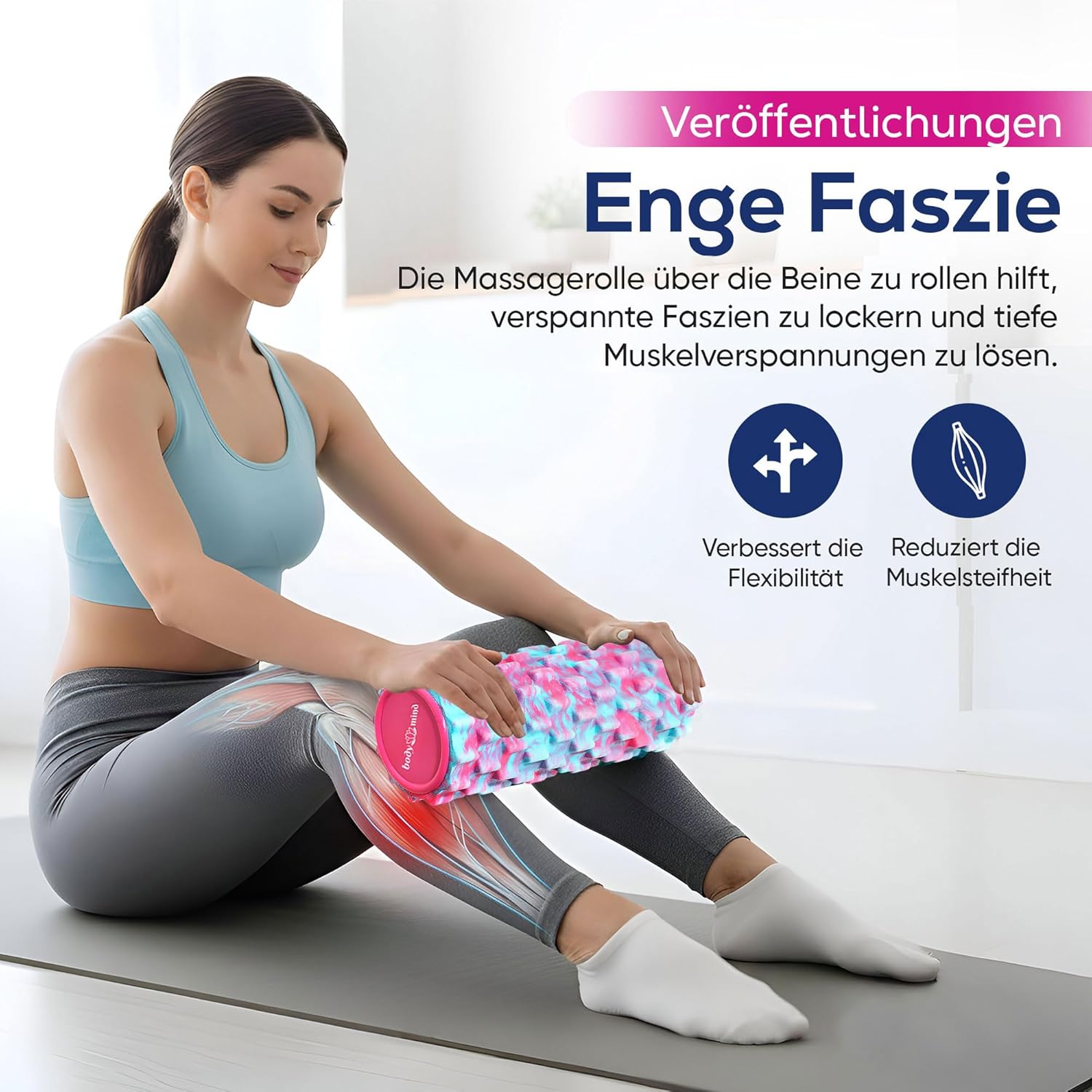 Thumbnail 3 de Body & Mind Faszienrolle Massage-Rolle – 33 x 14,5 cm für Oberkörper, Nacken, Rücken und mehr