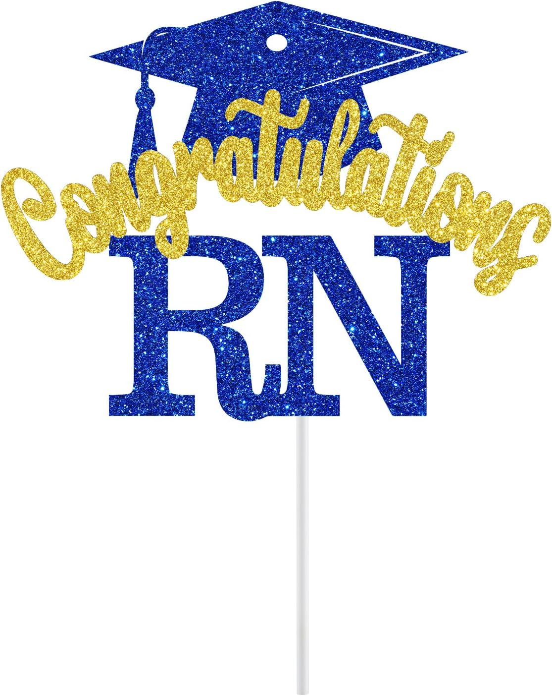 Detalle 2 de RN Cake Topper, Blue and Gold Glitter