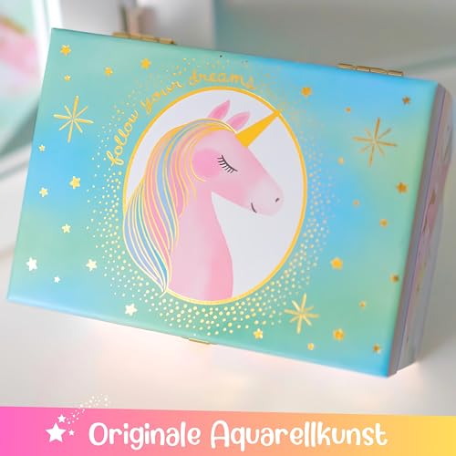 Detalle 2 de Giggle & Honey Schmuckkästchen Mädchen Musik Box & Einhorn – Magische Einhorn-Spieluhr mit Schmuckkasten