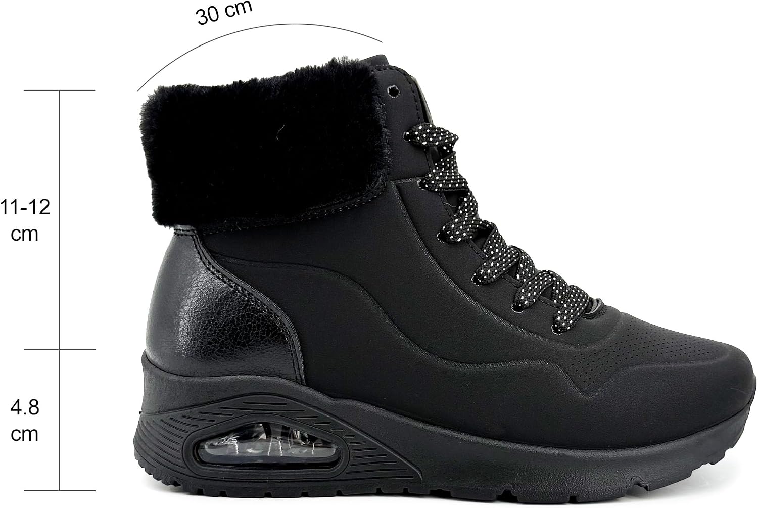 Detalle 2 de JOMIX winterlaarzen voor dames met imitatiebont, sleehak en ritssluiting