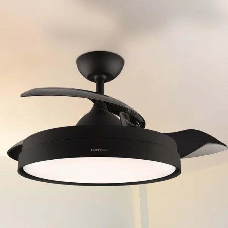 Detalle de Cecotec EnergySilence Aero 4280 Invisible Black: ventilador de techo con luz y aspas retráctiles