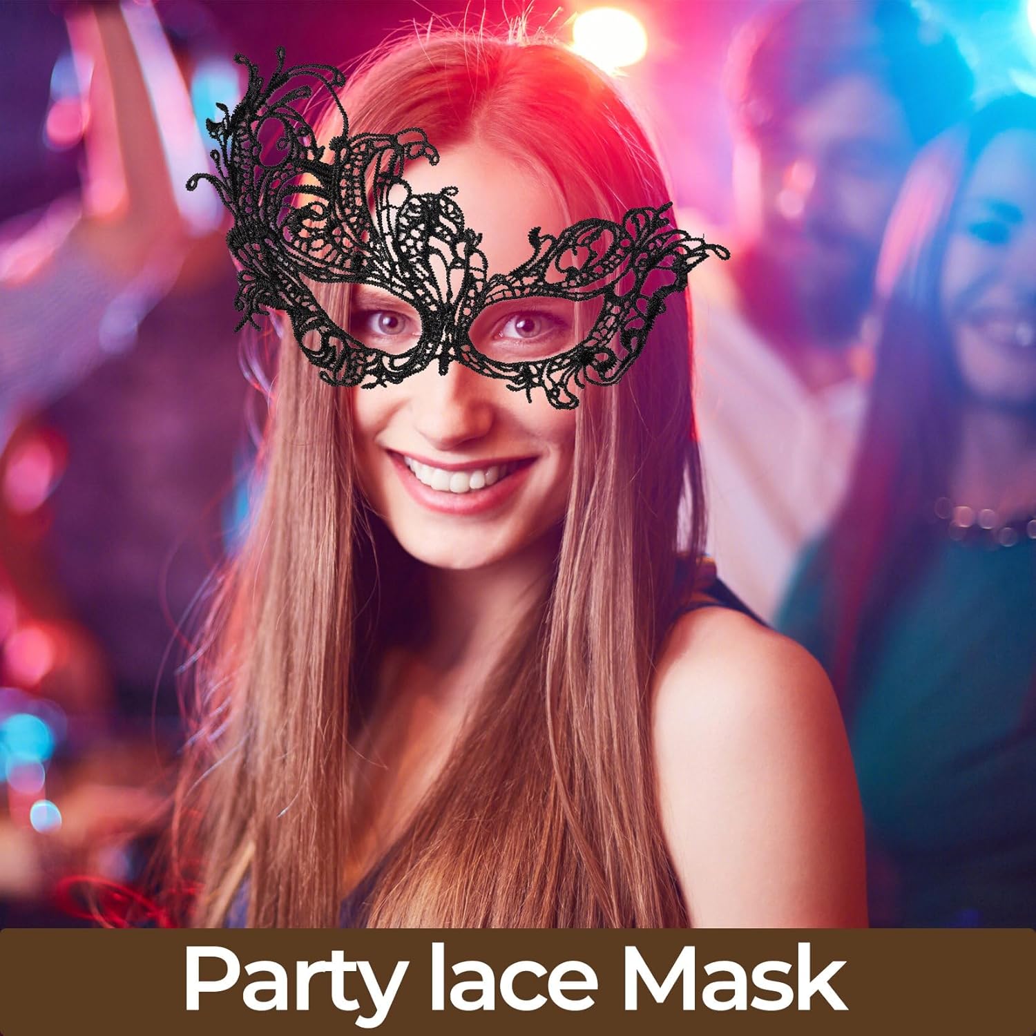Detalle 2 de But the cow 10 Pcs Black Masquerade Mask – Lace Eye Masks for Women and Men