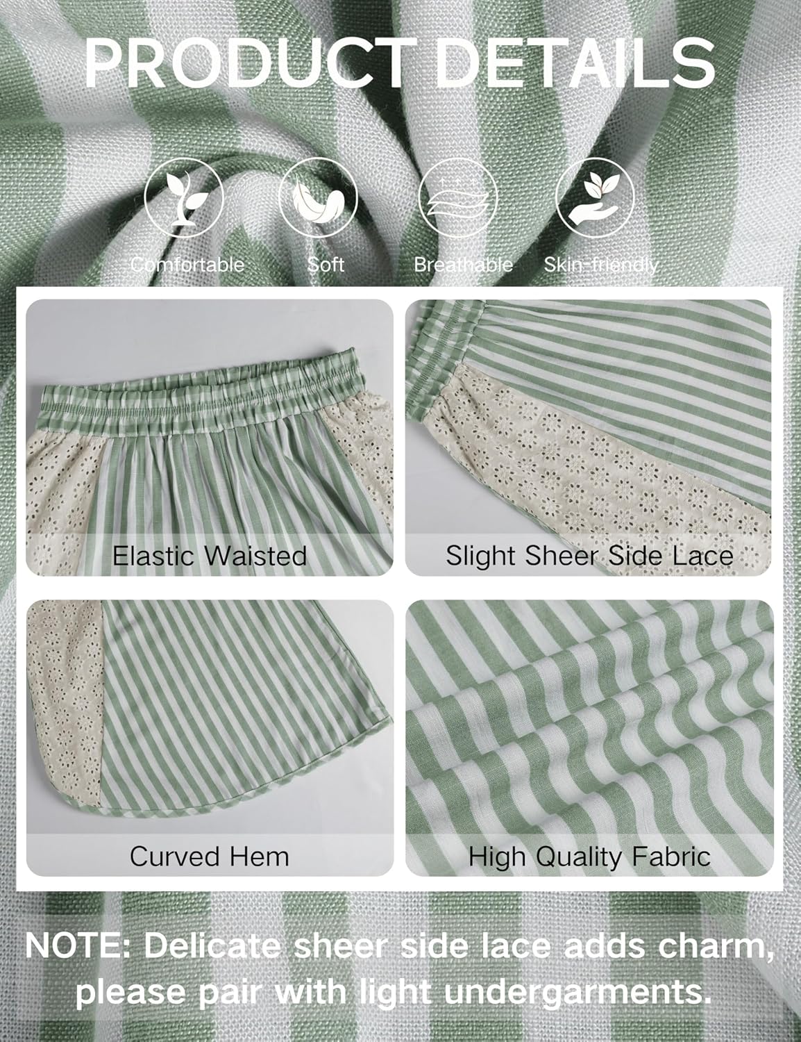 Detalle de Athlisan Womens Summer Casual Loose Striped Wide Leg Lounge Pants