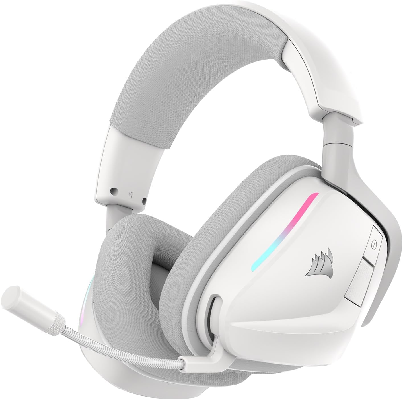 Detalle de Corsair Void v2 Wireless Gaming-Headset mit Bluetooth, Dolby Atmos und bis zu 70 Stunden Akkulaufzeit – Weiß
