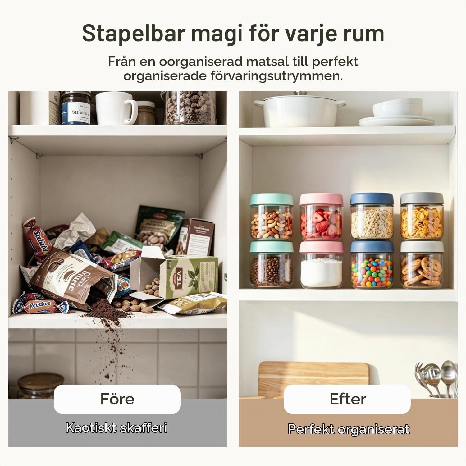 Detalle de ComSaf yoghurtburkar i glas, 300 ml, 4-pack med tätslutande skruvlock