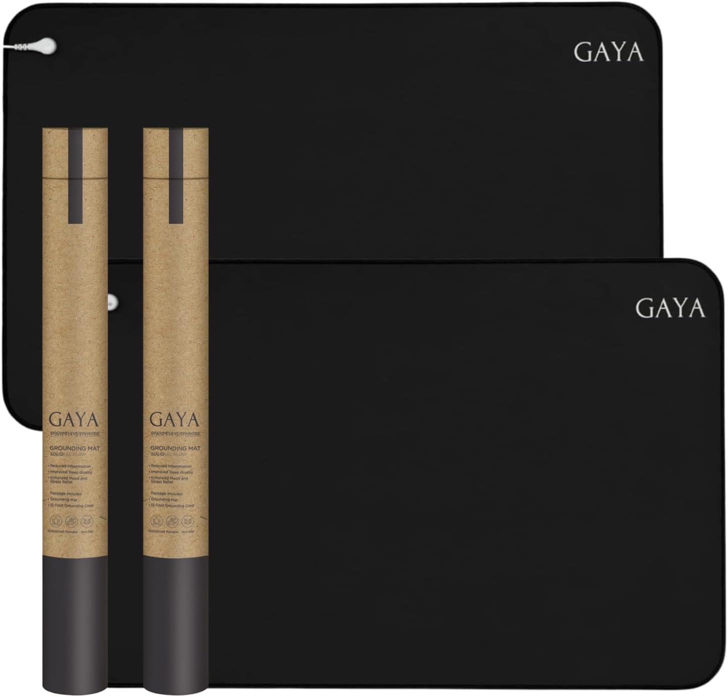 Detalle de GAYA Grounding Mat for Feet, 2-Pack, 24 x 16 Inches, Two 15-Foot Cords