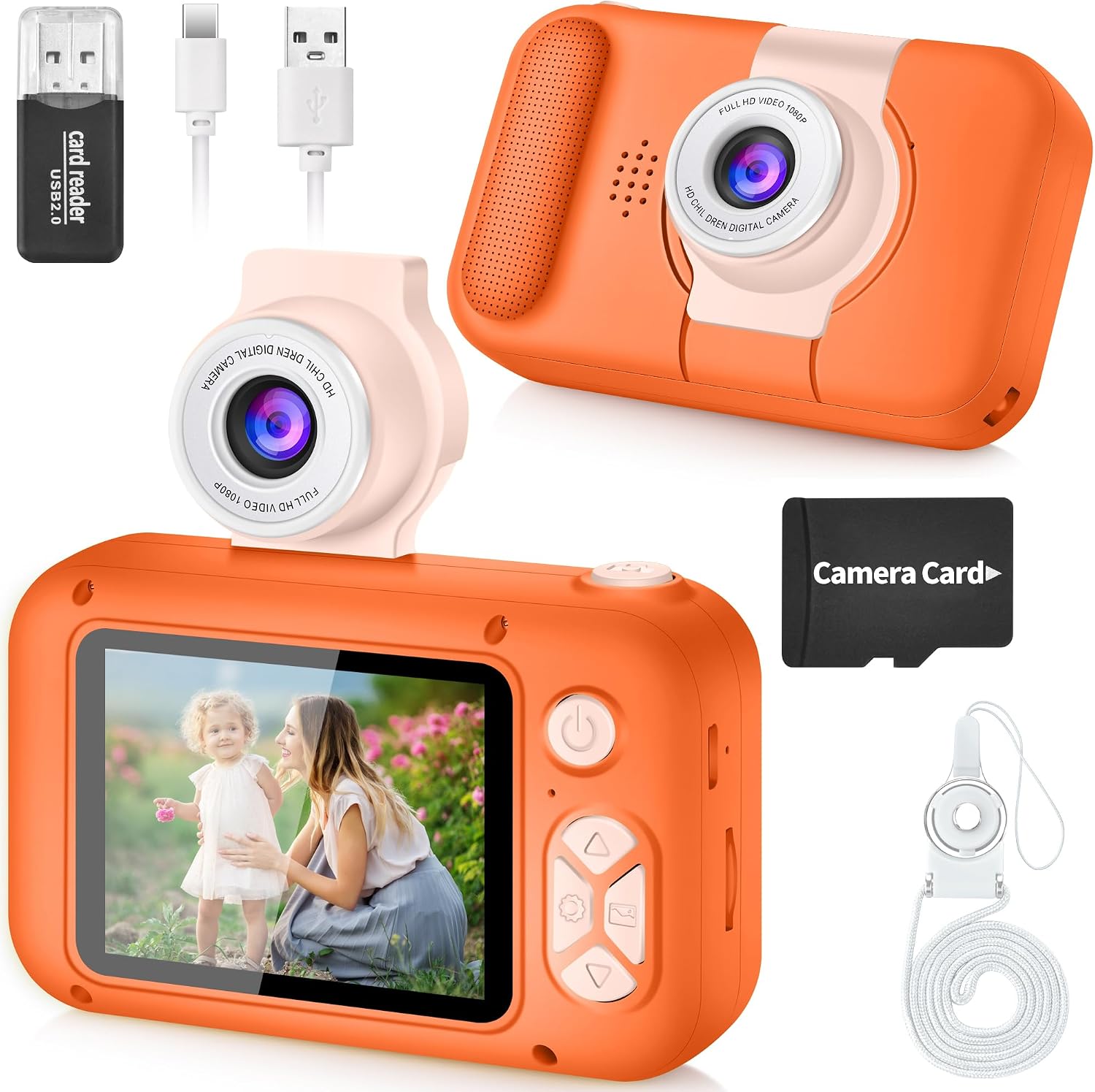 Detalle de ARNSSIEN X101 : appareil photo enfant avec écran IPS 2,4" et objectif pivotant 180°