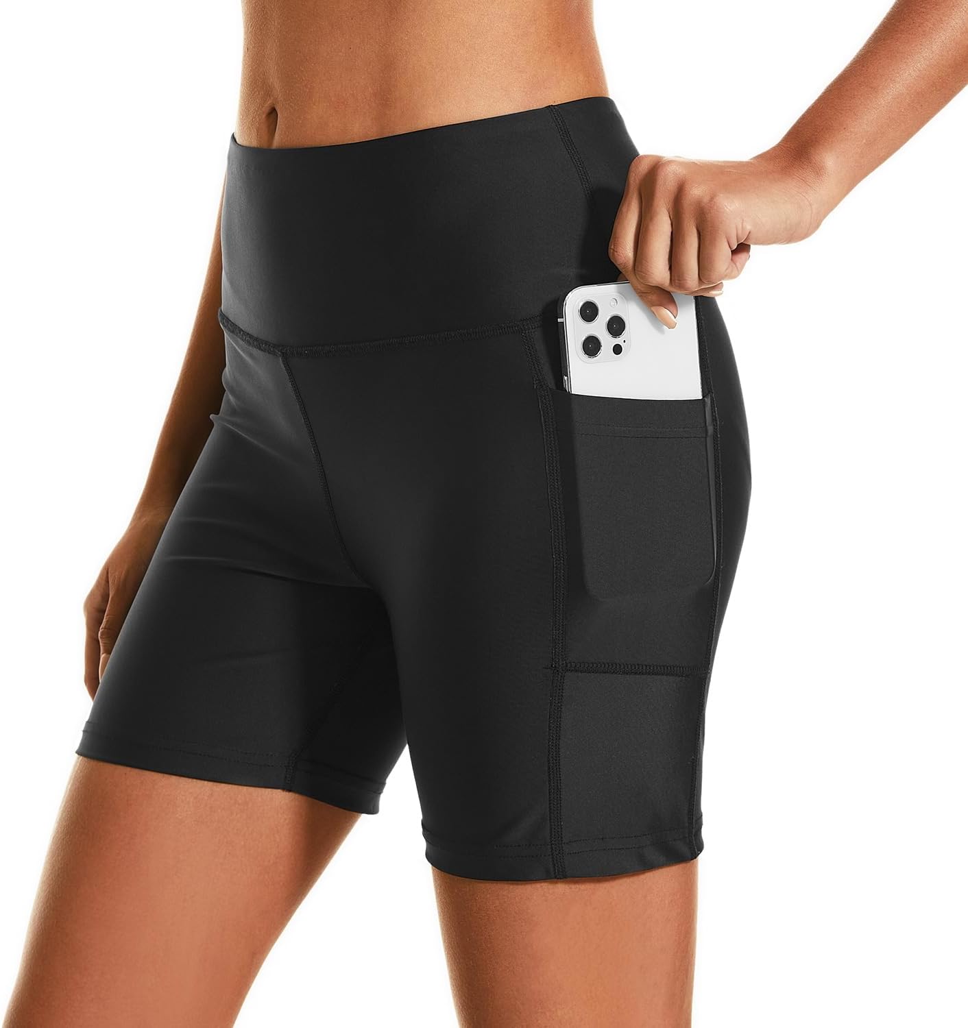 Detalle de HODOSPORTS Women's Swim Board Shorts with Pockets, UPF50+ High Waisted Bottoms