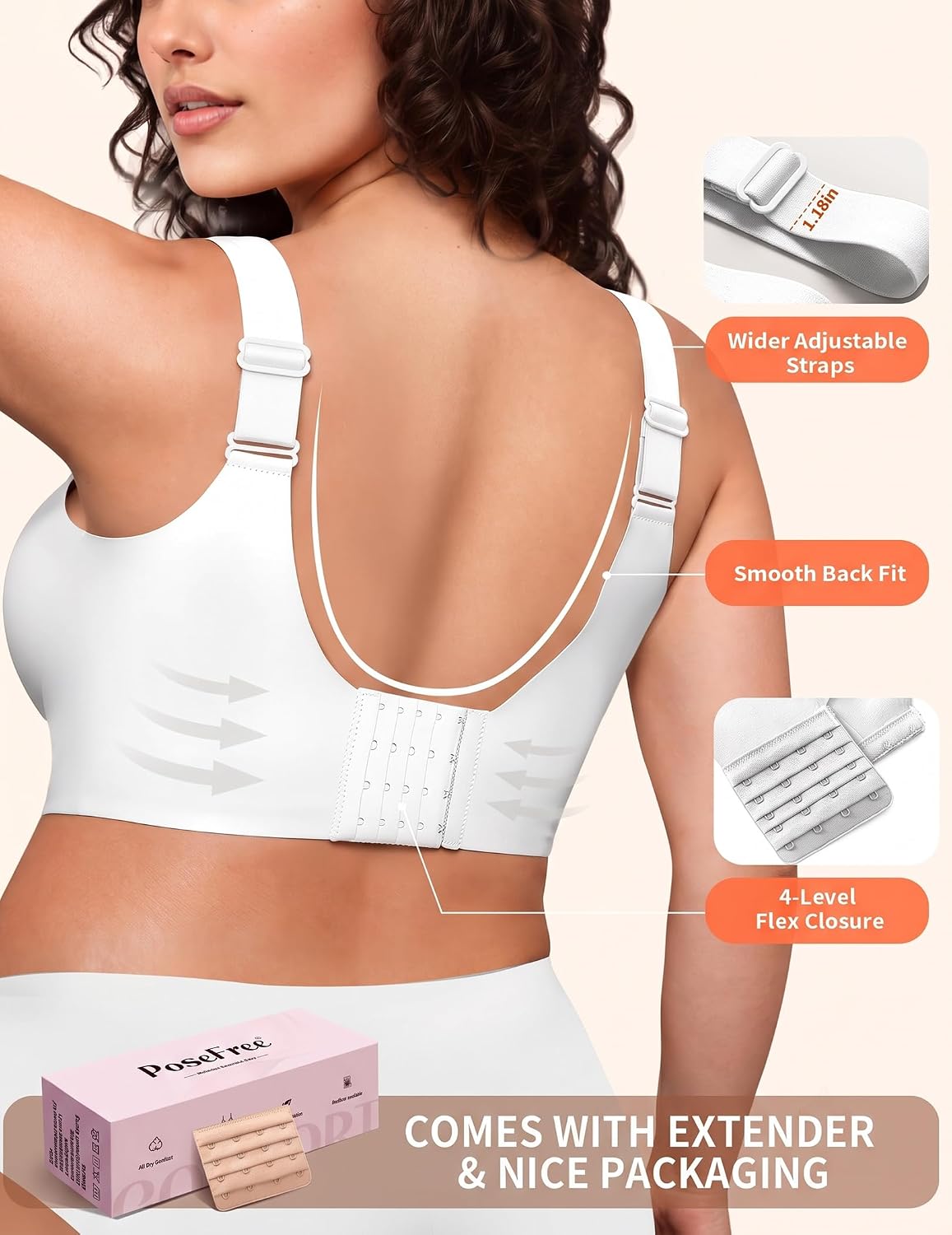 Thumbnail 2 de PoseFree Jelly Wireless Bra for Women, Full Coverage with Adjustable Support