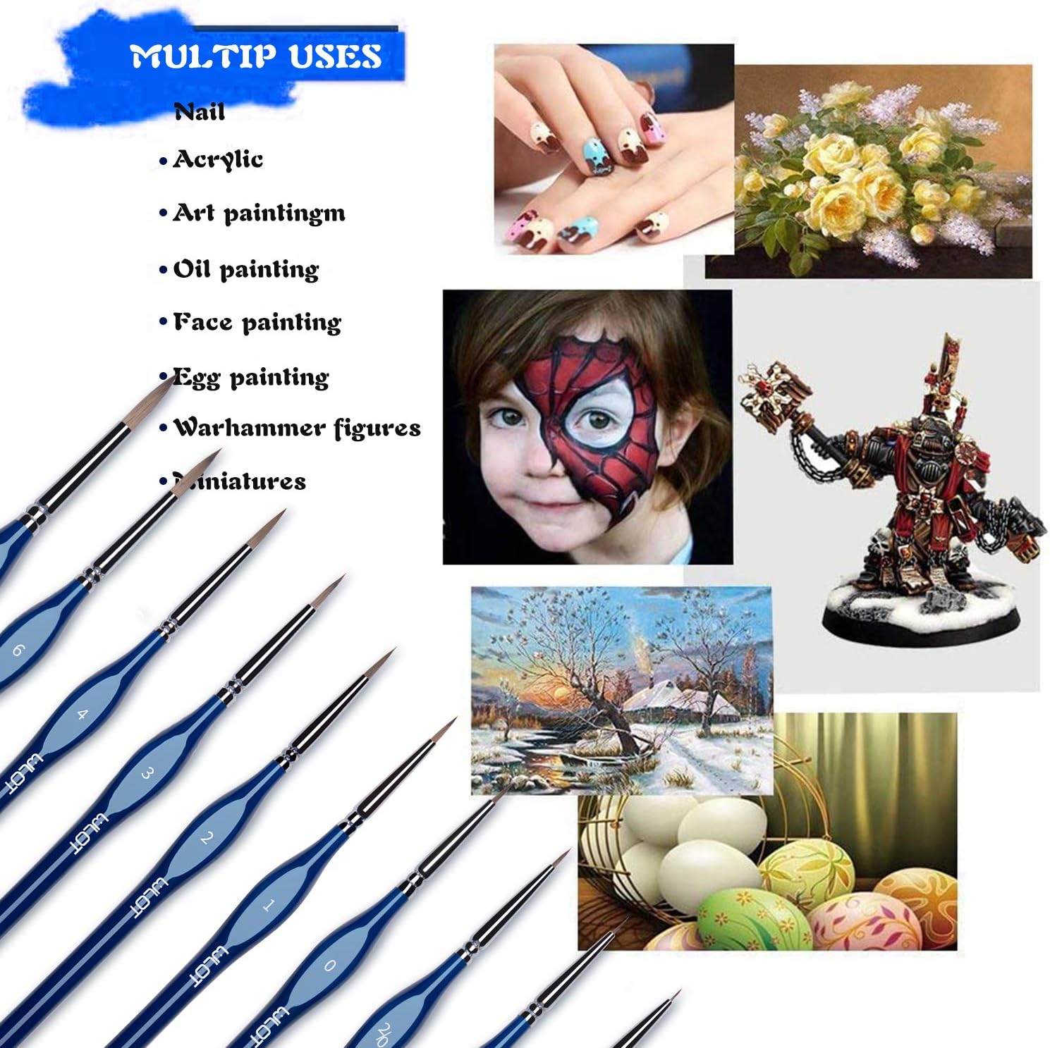 Detalle de Fine Detail Brushes with Triangular Handles: Precise Miniature Detailing (10-Piece Set)