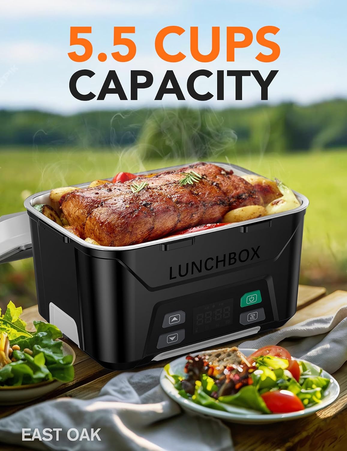 Detalle 2 de EAST OAK Cordless Electric Lunch Box 5.5 cups 🍱