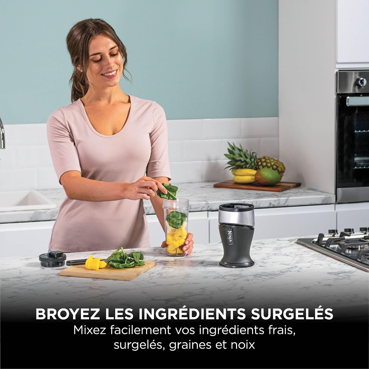 Detalle de Ninja QB3001EUS Slim Smoothie Maker 700 W avec 2 gobelets de 470 ml