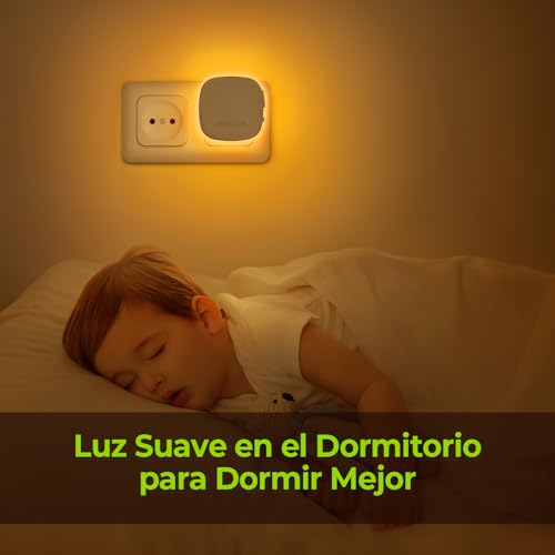 Thumbnail 5 de AUVON Luz Nocturna Infantil (2 Uds) con Sensor Movimiento y Sensor de Crepúsculo – Luz LED ámbar regulable