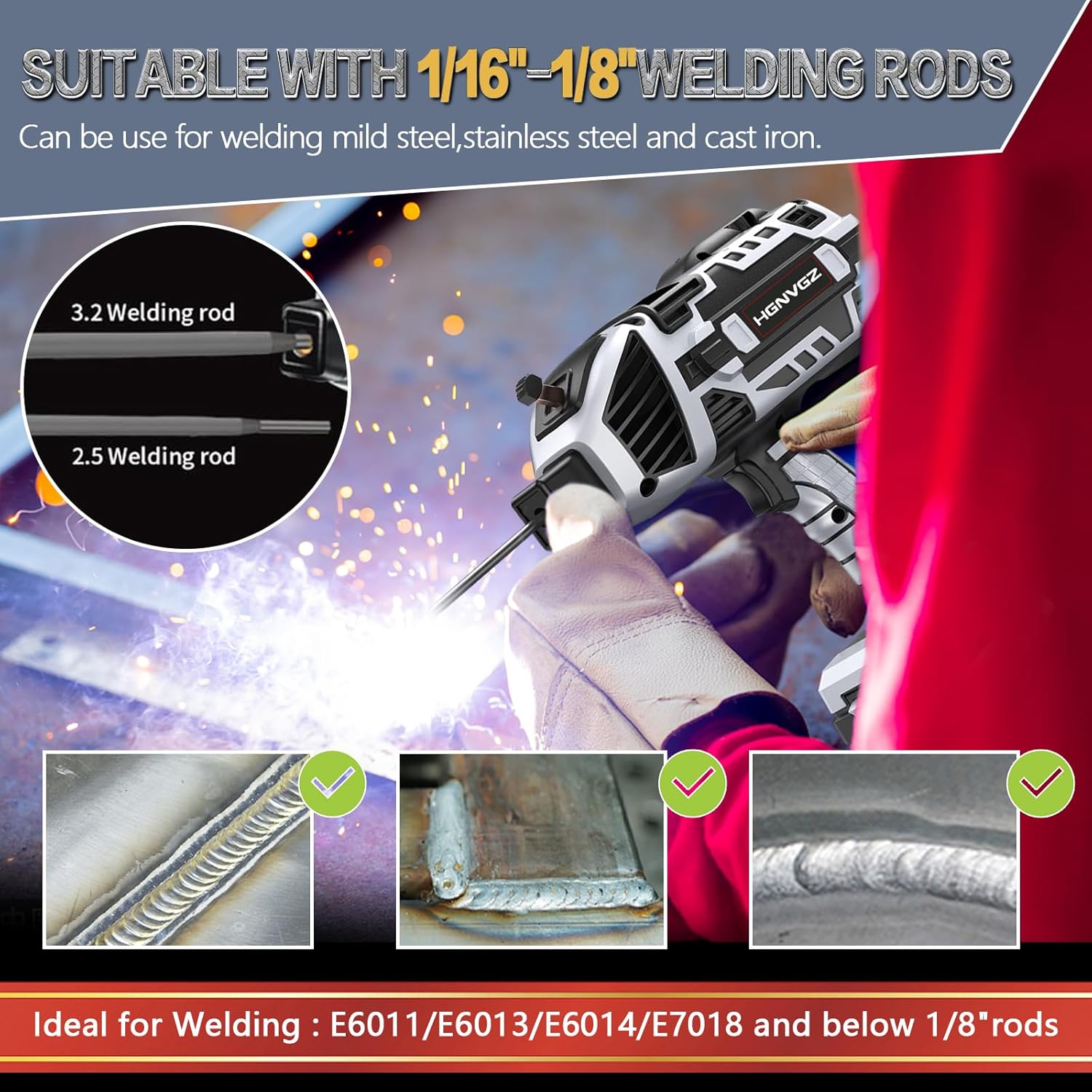 Thumbnail 2 de Handheld 20–120A 110V Stick Welder with Rods