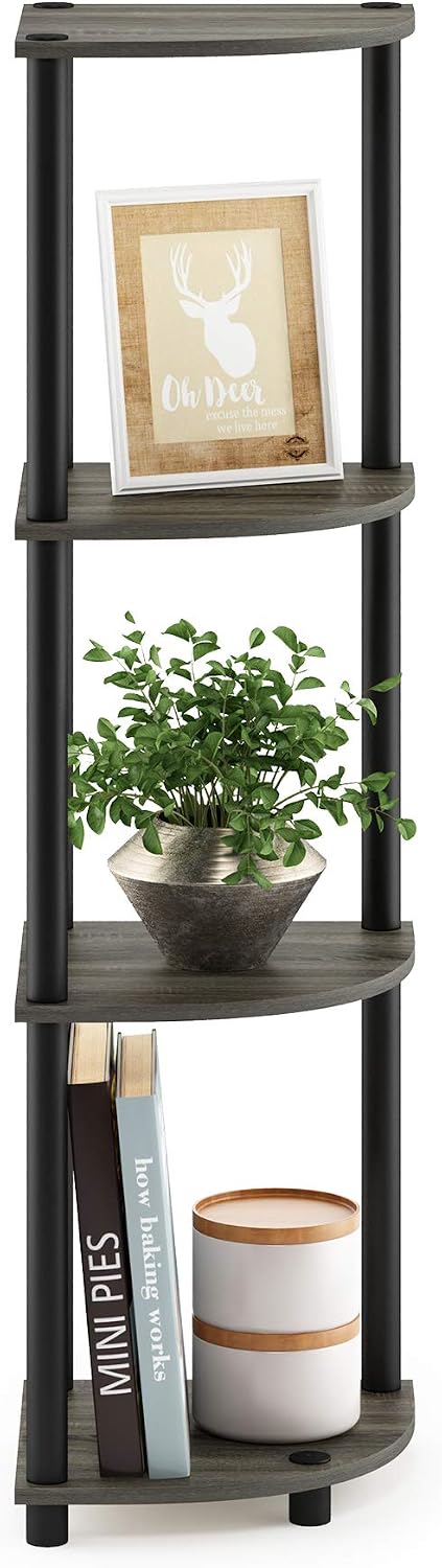 Detalle de Furinno Turn-N-Tube 12078GYW/BK コーナーシェルフ フレンチオークグレー/ブラック