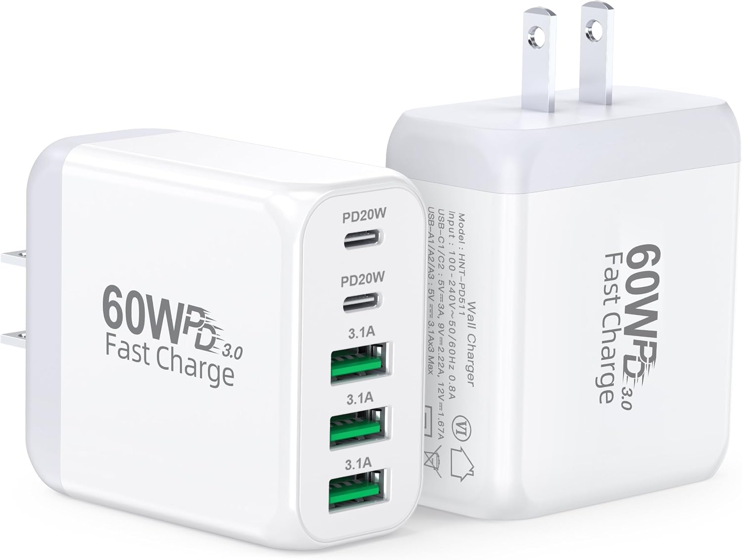 Detalle de 60W USB C Wall Charger 2-Pack