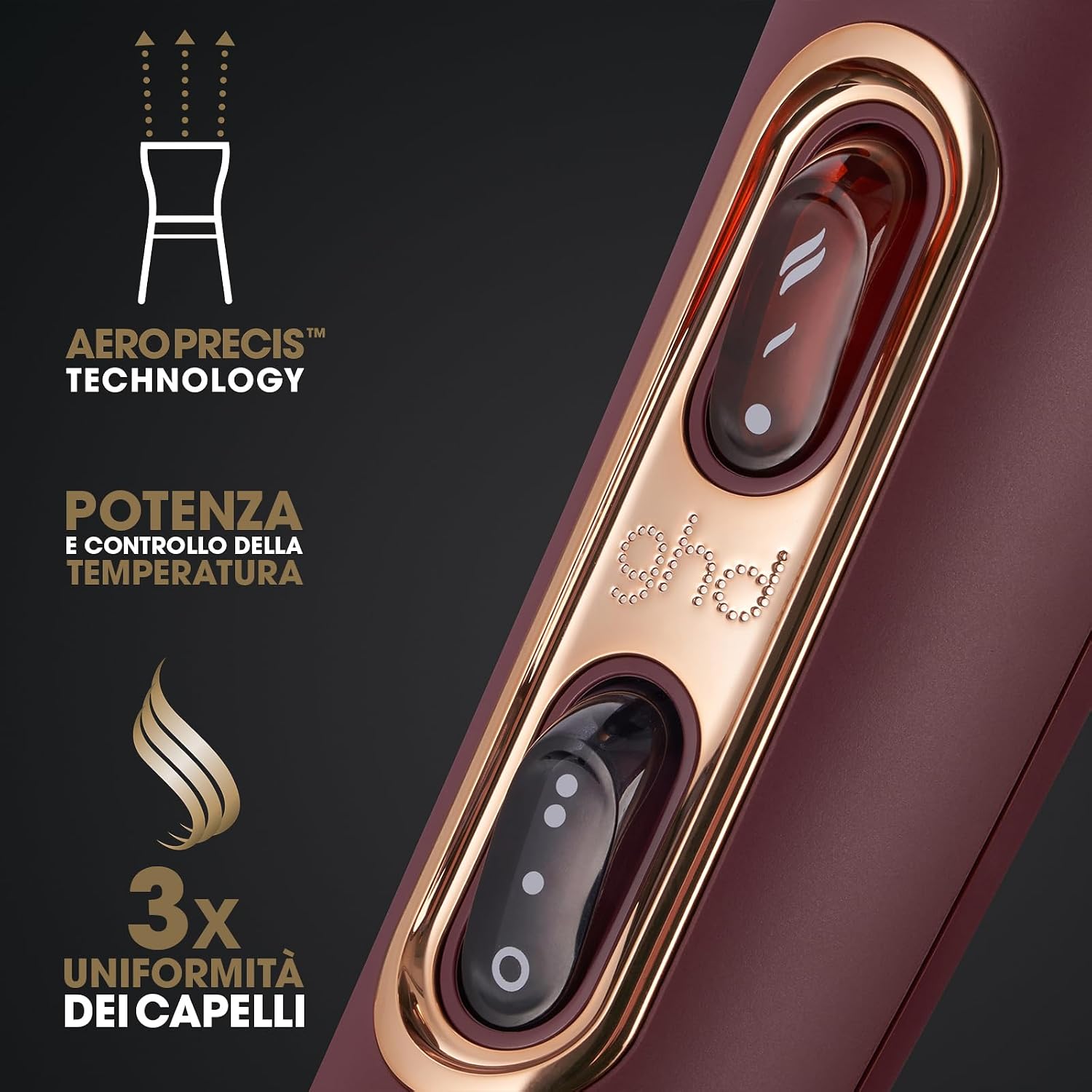 Detalle de ghd Helios, asciugacapelli professionale ionico con tecnologia Aeroprecis