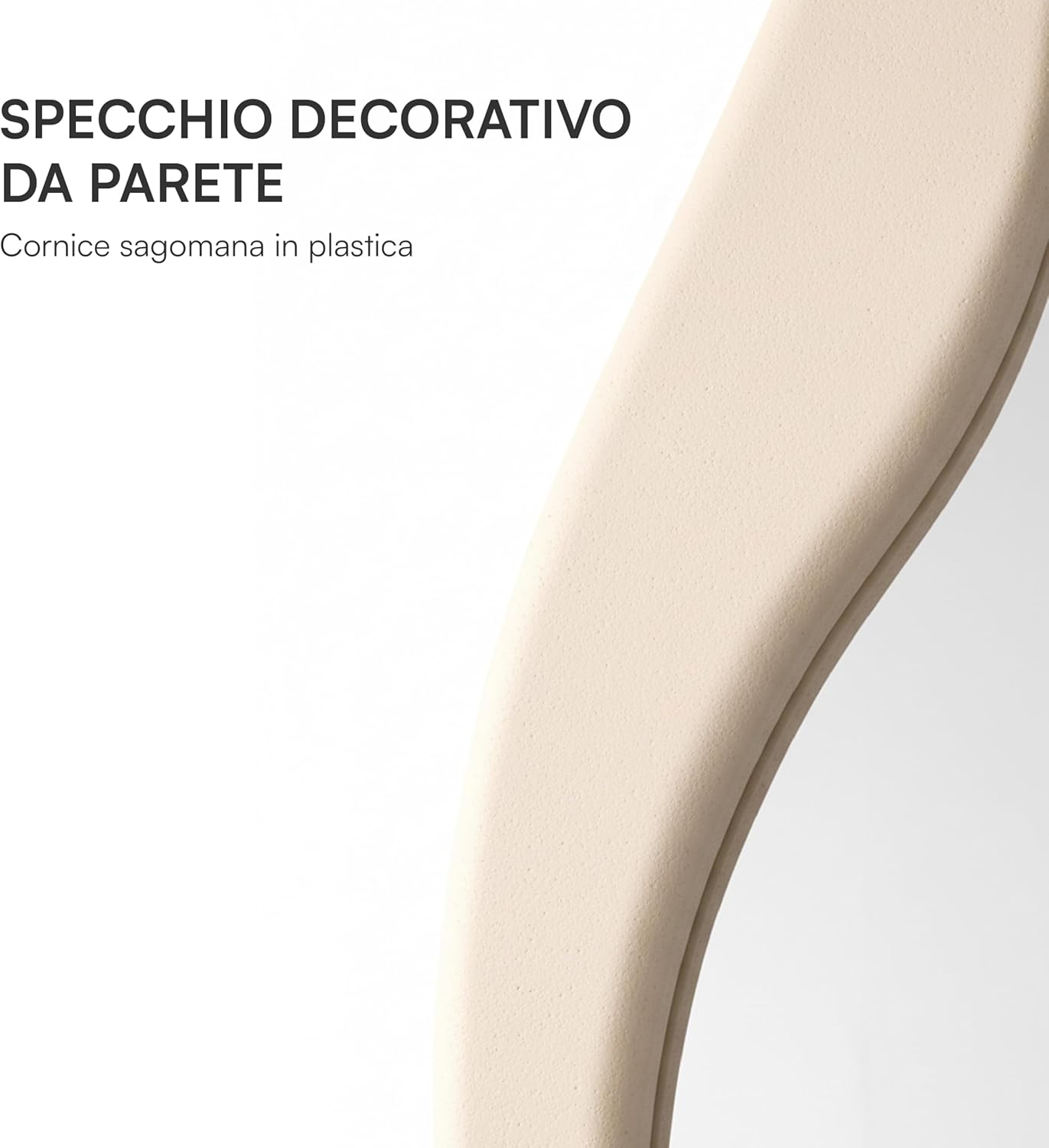 Thumbnail 3 de Baroni Home Specchio da Parete Bianco Design con Cornice Ondulata in Plastica – 50x120 cm