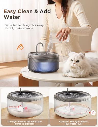 Detalle de FEELNEEDY 3,2L Fontaine à Eau pour Chat Ronde avec Robinet