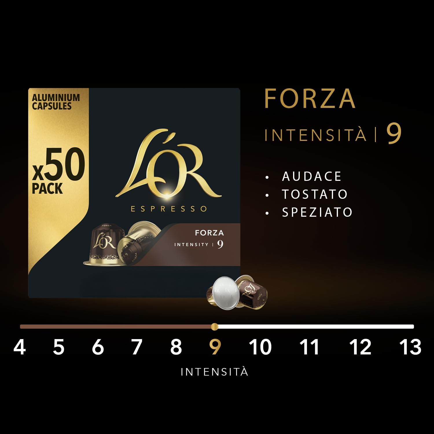 Thumbnail 3 de L'OR Capsule Caffè Espresso Forza - 250 Capsule in Alluminio, Intensità 9, compatibili Nespresso Original
