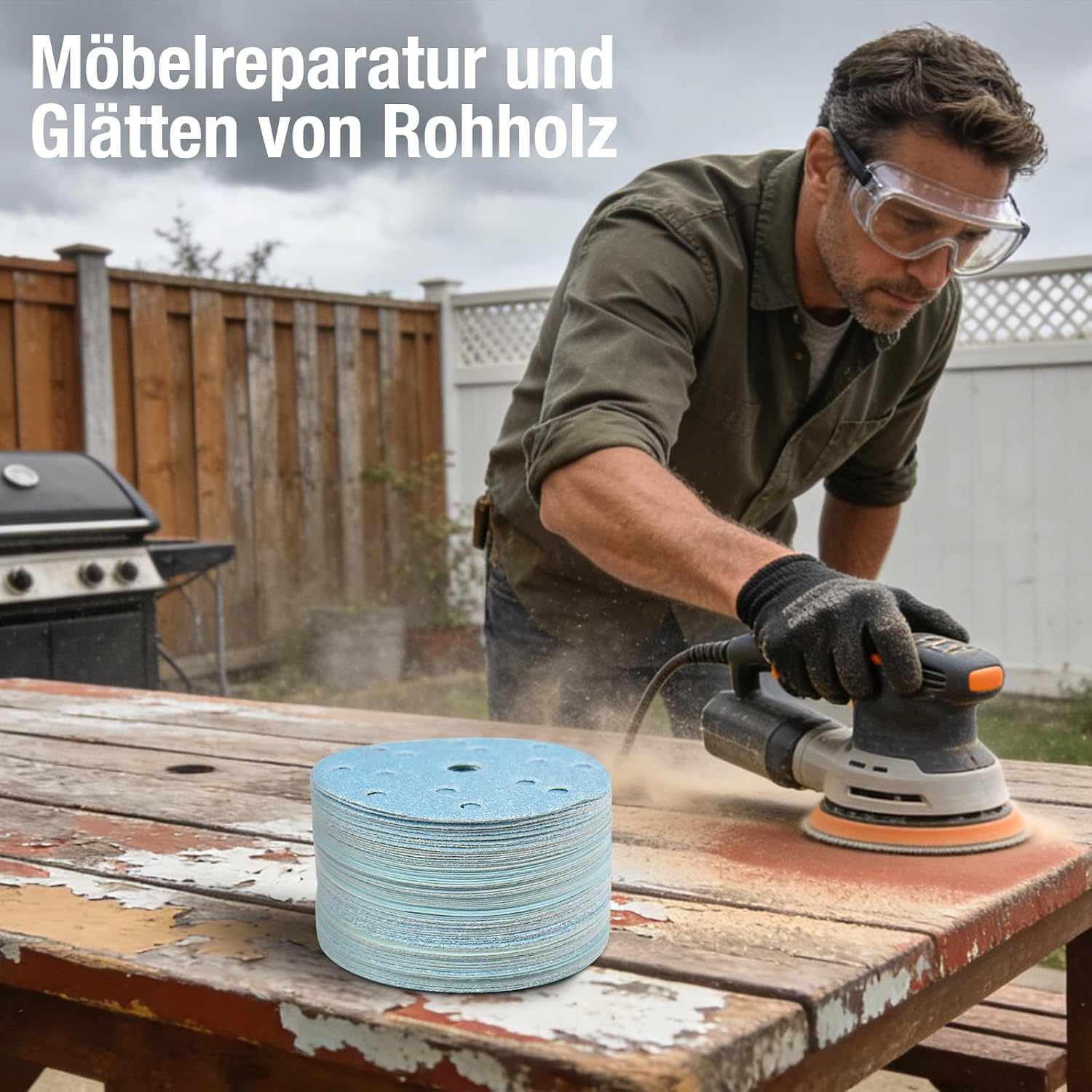 Thumbnail 6 de Schleifpapier 150 mm Klettverschluss Blau – 15 Loch, Keramik, Körnung 400, 50 Stück