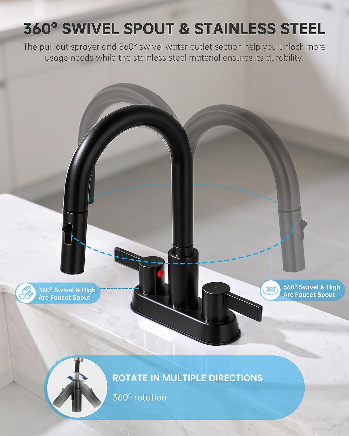 Detalle 2 de Rzoeox bathroom faucet, 304 stainless steel