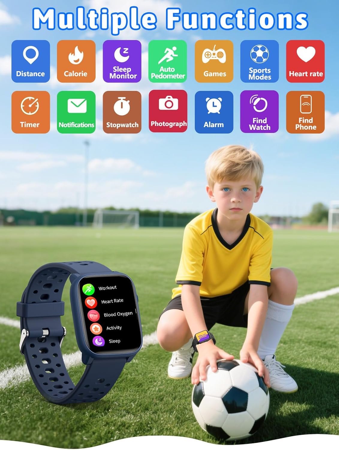 Detalle 2 de Mgaolo Kids Smart Watch 1.85" Upgrade – Fitness Tracker with Heart Rate, 100+ Sports Modes & 12 Puzzle Games (Pink)