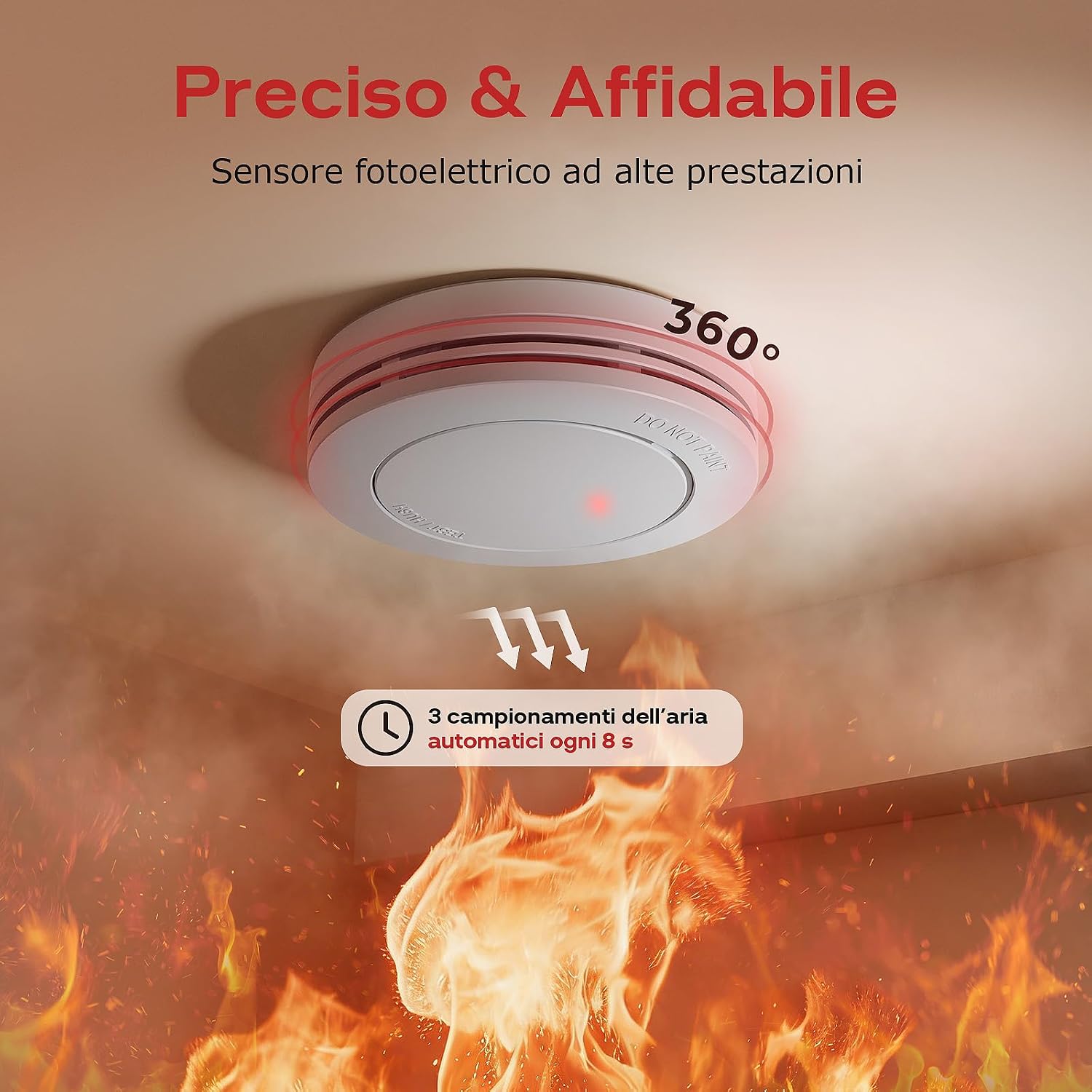 Detalle de Safeliveo Rilevatore di Fumo con Batteria 10 Anni – Allarme 85 dB, senza LED lampeggiante, confezione da 5