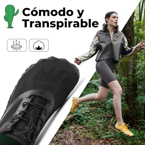 Detalle de SAGUARO Zapatillas Barefoot Minimalistas para Mujer y Hombre, Zapatillas de Trail Running, Negro Vanta, Gr.39