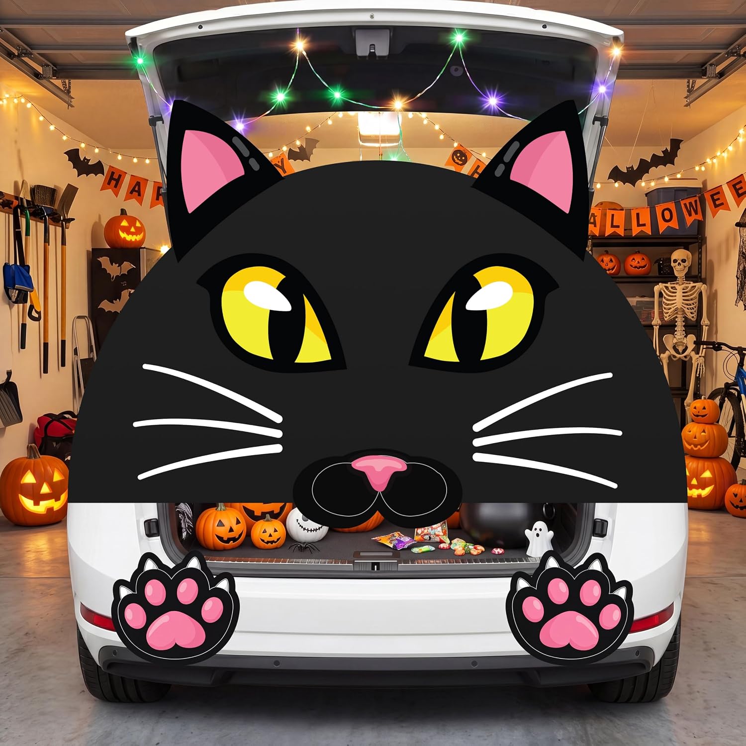Detalle 2 de JOYIN Black Cat Trunk-or-Treat Car Decoration Kit with Paper Stickers