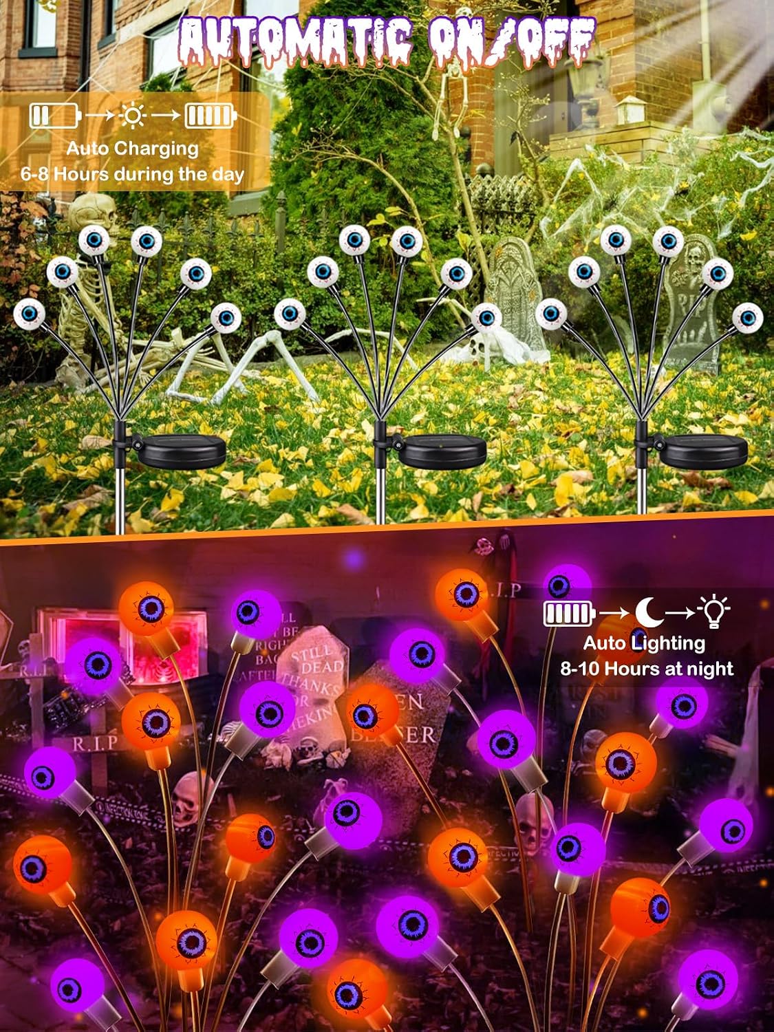 Detalle 2 de Solar Halloween Eyeball Lights, 6-Pack