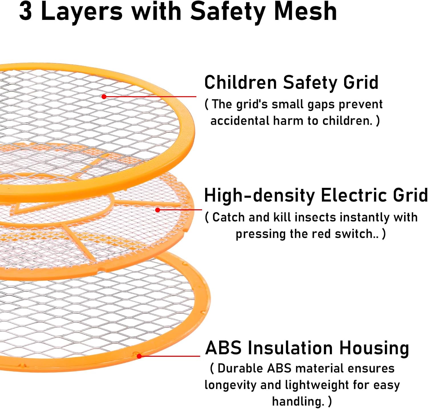Detalle 2 de GameXcel ZH-M005-1 Electric Fly Swatter, 3-Layer Safety Mesh, 2-Pack