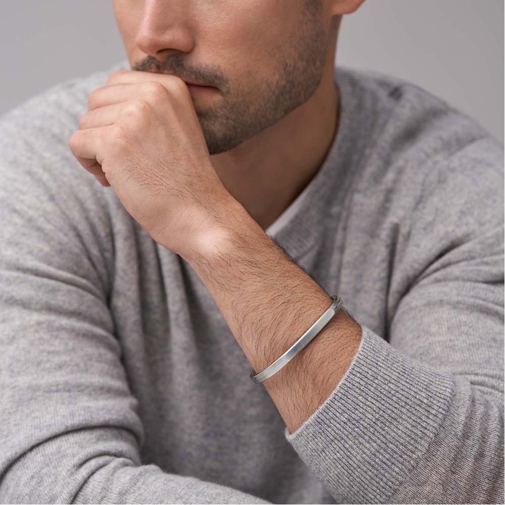 Thumbnail 3 de Fossil Herren Edelstahl-Armband mit offenem Armreif (silber, gebürstet)