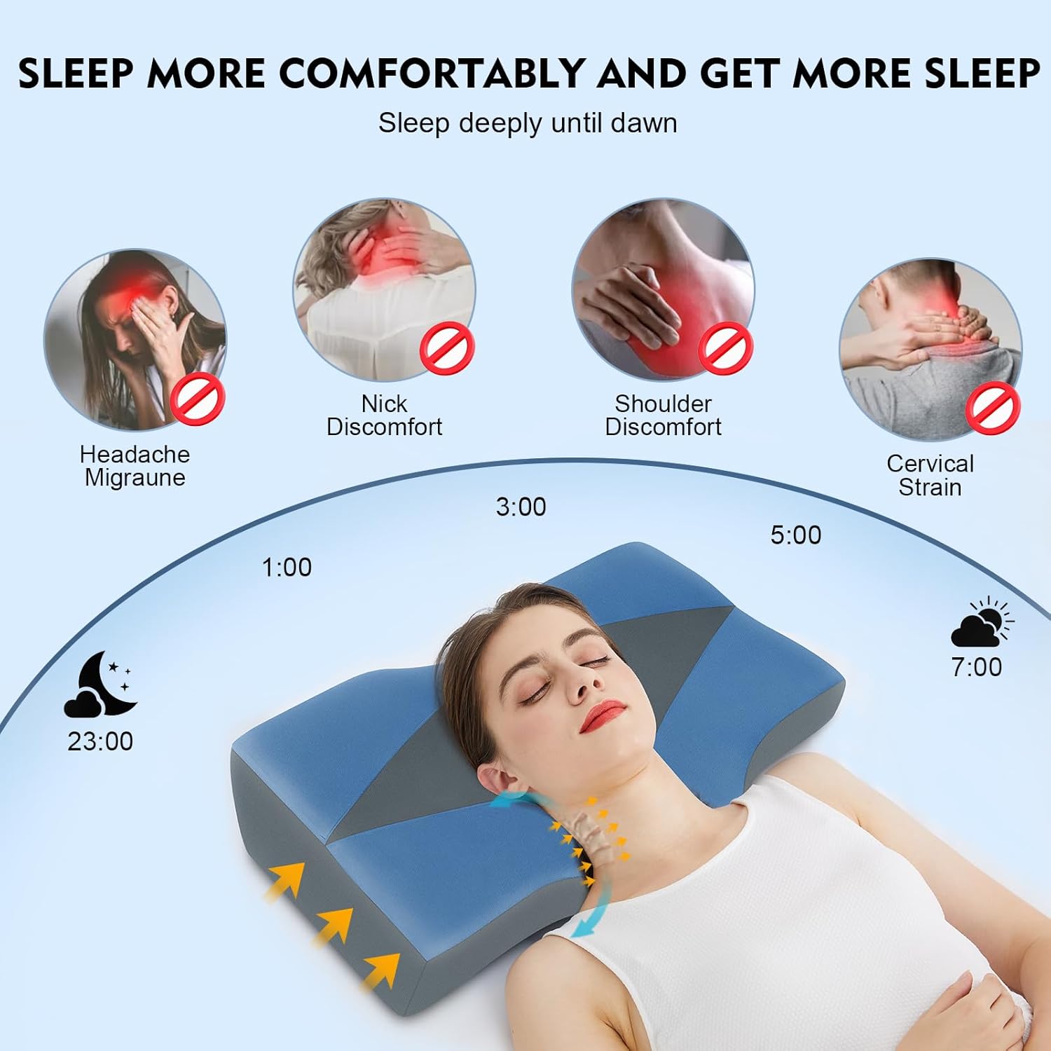 Thumbnail 4 de Hydomi Cervical Memory Foam Pillow: Adjustable Orthopaedic Support for Neck, Shoulders and All Sleep Positions