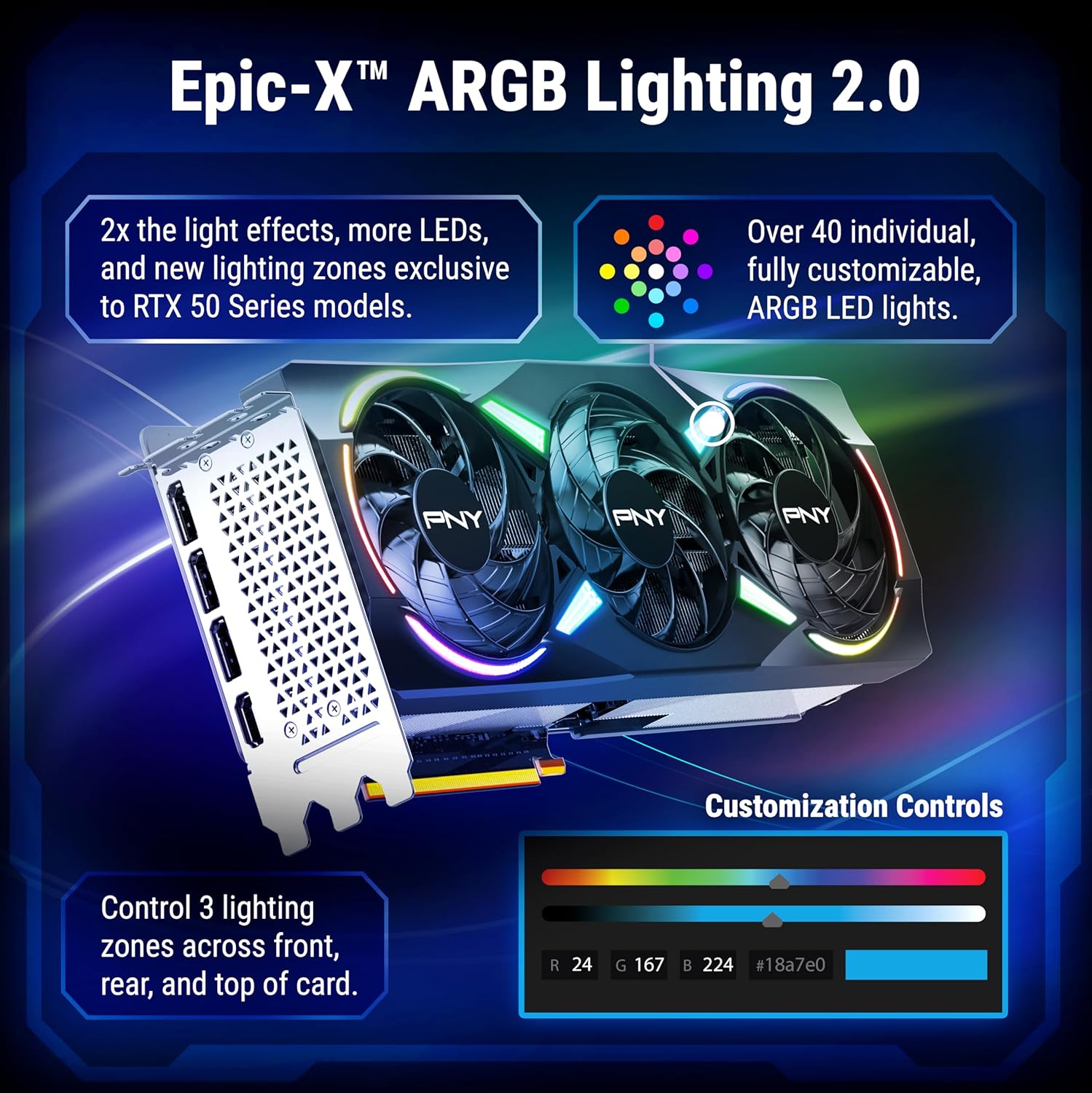 Thumbnail 1 de PNY GeForce RTX™ 5070Ti 16GB ARGB OC Triple Fan Graphics Card DLSS 4