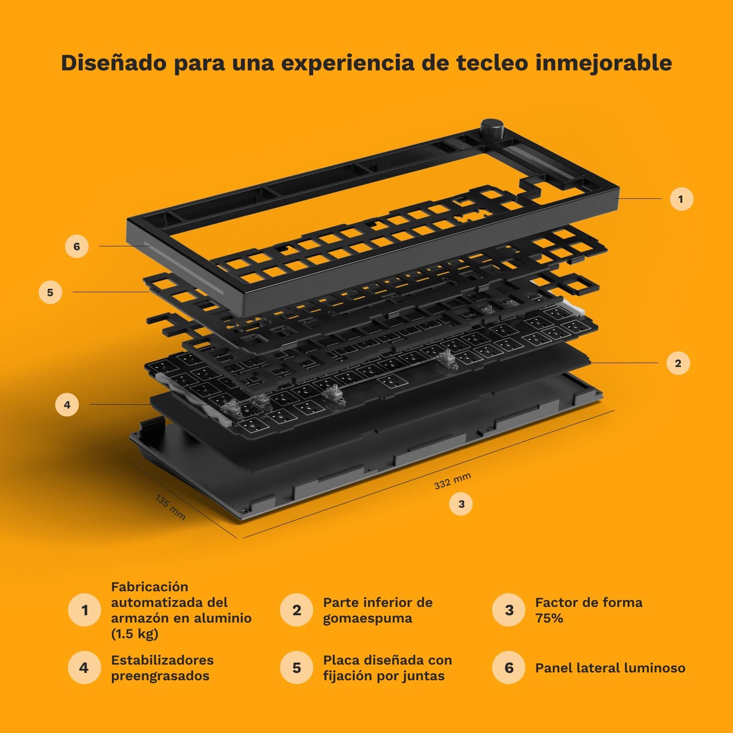 Thumbnail 6 de Glorious GMMK PRO 75% Barebones 🖥️ Teclado mecánico modular, RGB