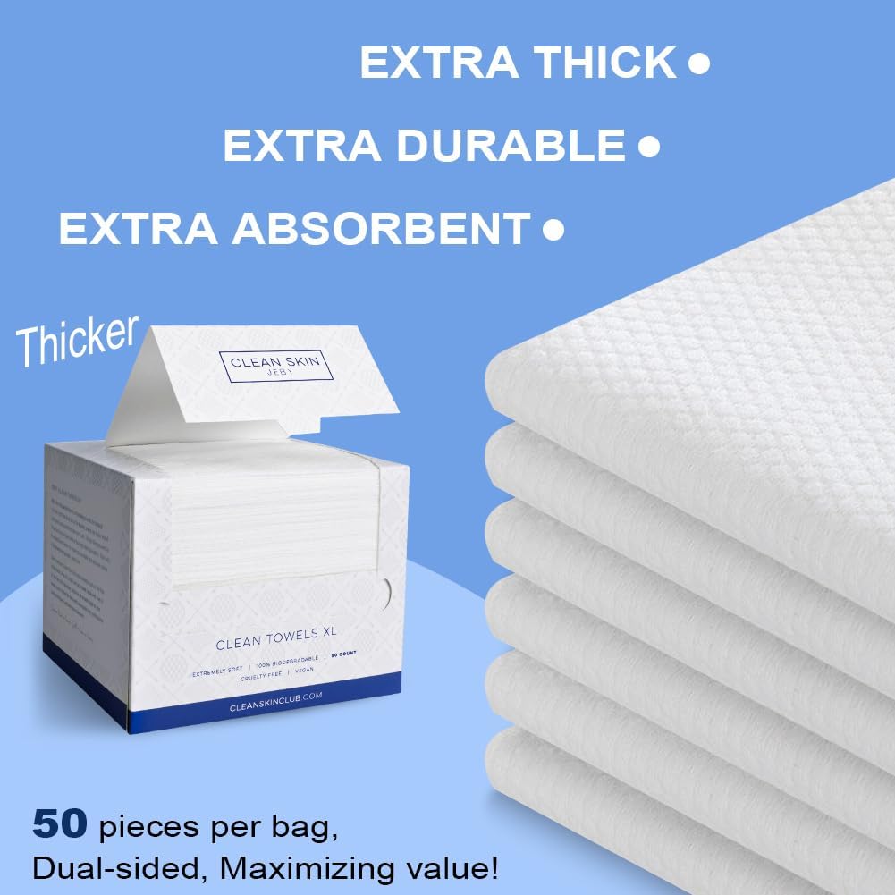 Detalle 2 de LOPHE Serviettes jetables pour visage en coton doux (50 unités) : démaquillage et nettoyage à sec ou humide
