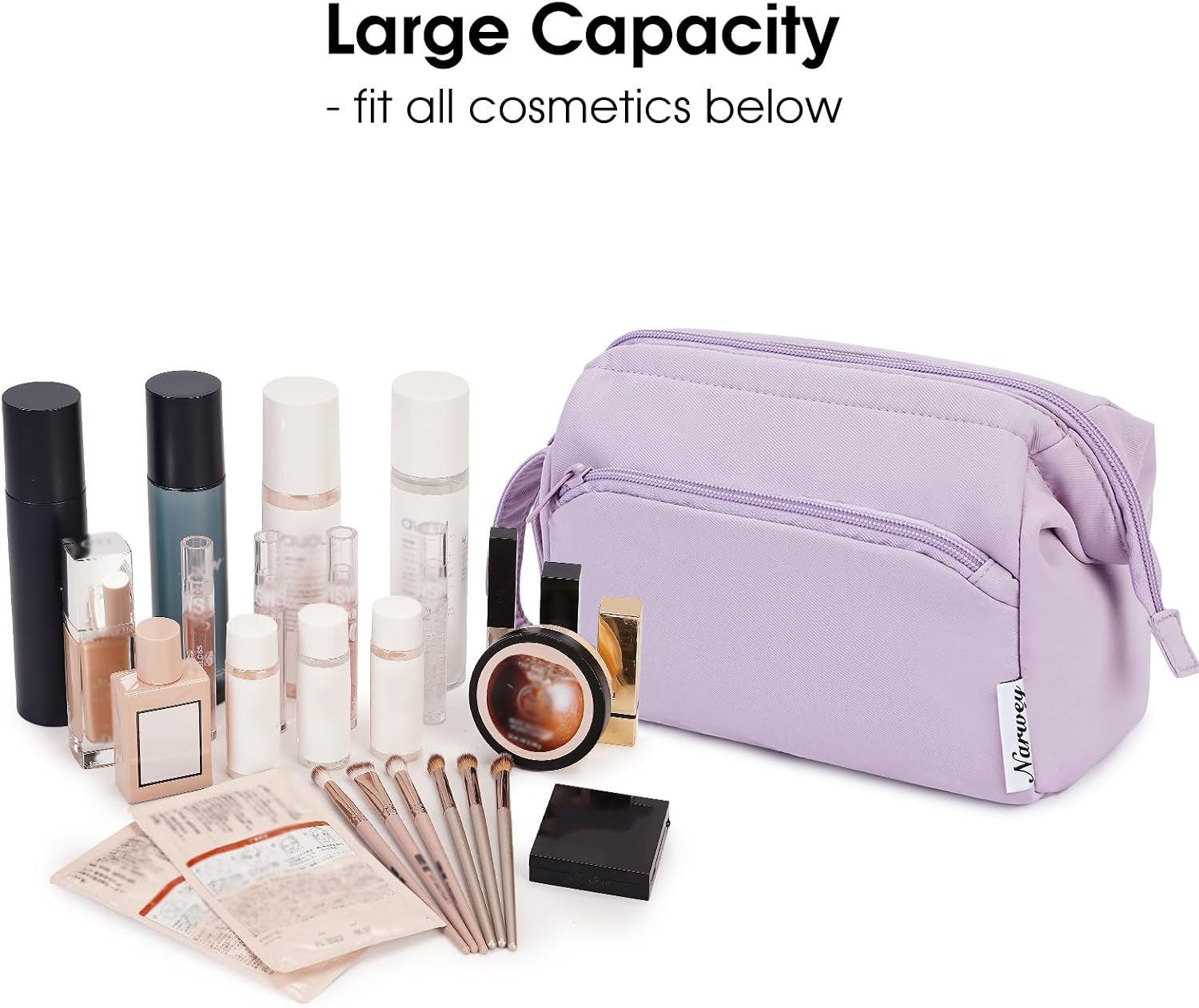 Thumbnail 2 de Narwey Purple makeup bag 21.5 cm wide-open