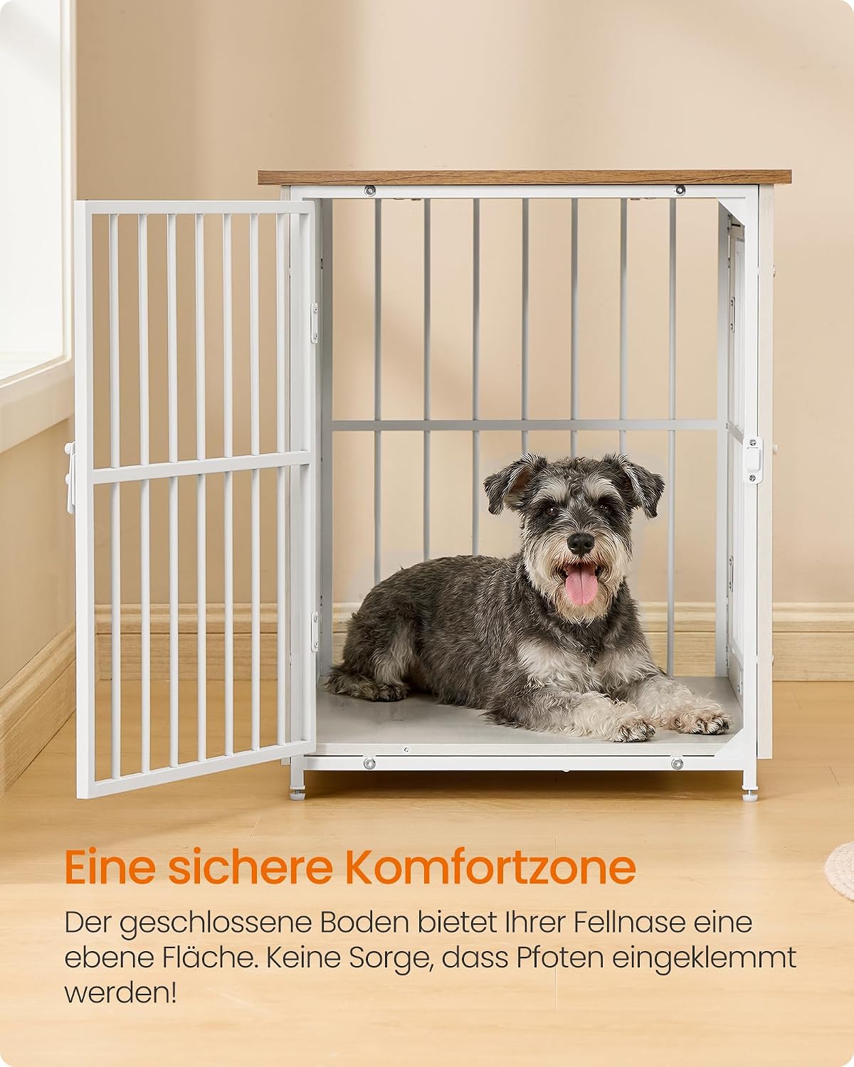 Detalle de Feandrea Hundekäfig-Möbel & Hundebox indoor PFC022KB01, 2 Türen, geschlossenem Boden, für Hunde bis 20 kg