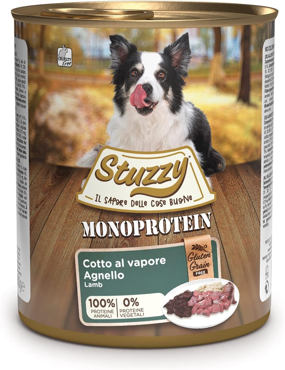 Detalle de Stuzzy Cibo Umido per Cani Adulti al Gusto Agnello – Monoproteico in Patè, 4,8 kg (6 lattine da 800 g)