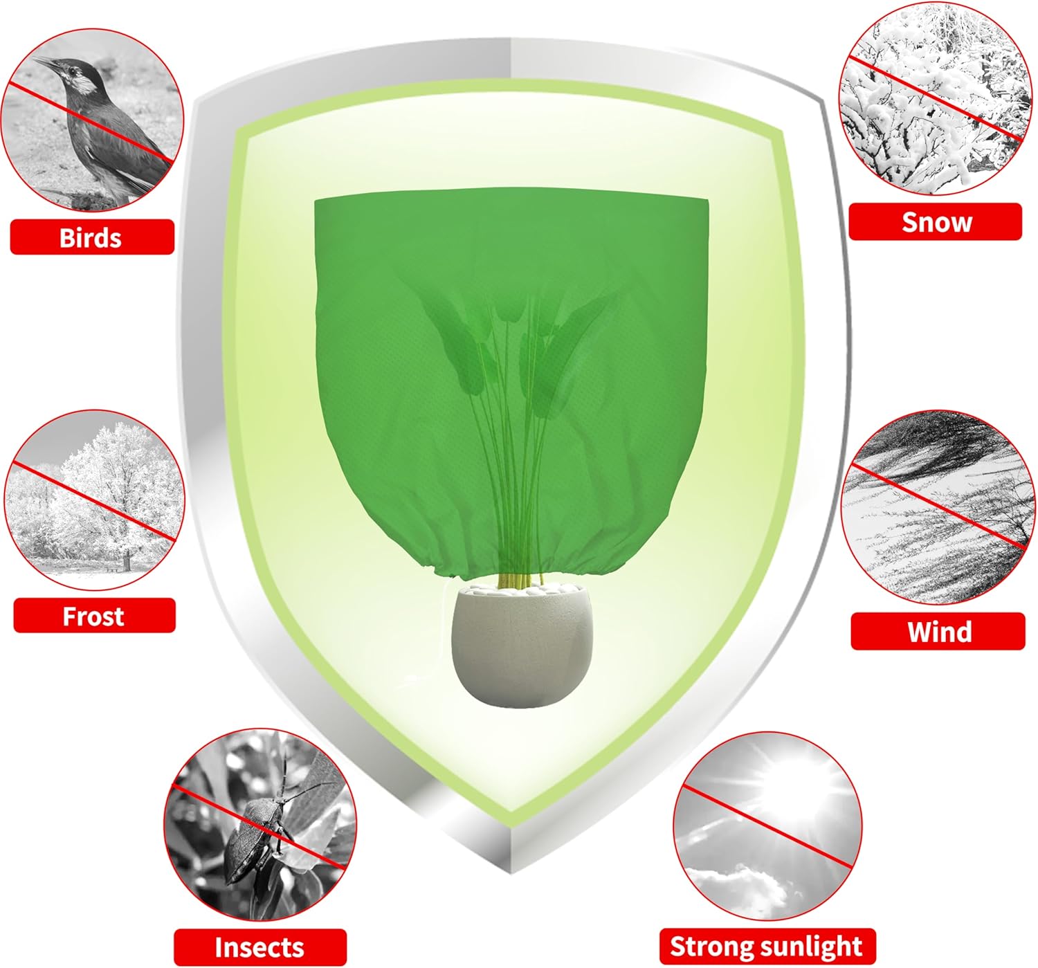 Thumbnail 3 de 2er-Pack große Pflanzenabdeckungen für den Winterschutz (240 x 200 cm) mit Reißverschluss-Kordelzug