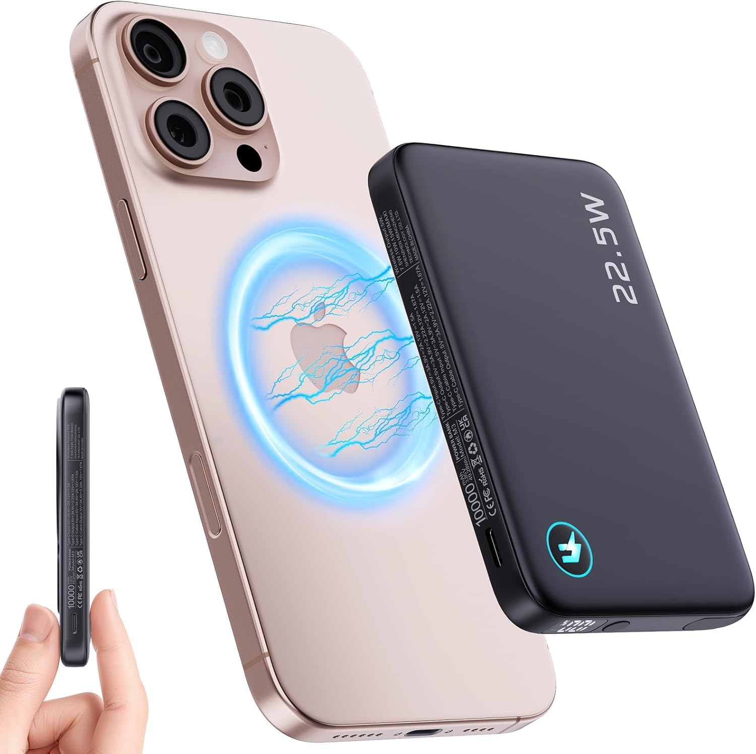 Detalle de FancyBean M3 Magnetic Power Bank, 10,000mAh, Built-In USB-C Cable