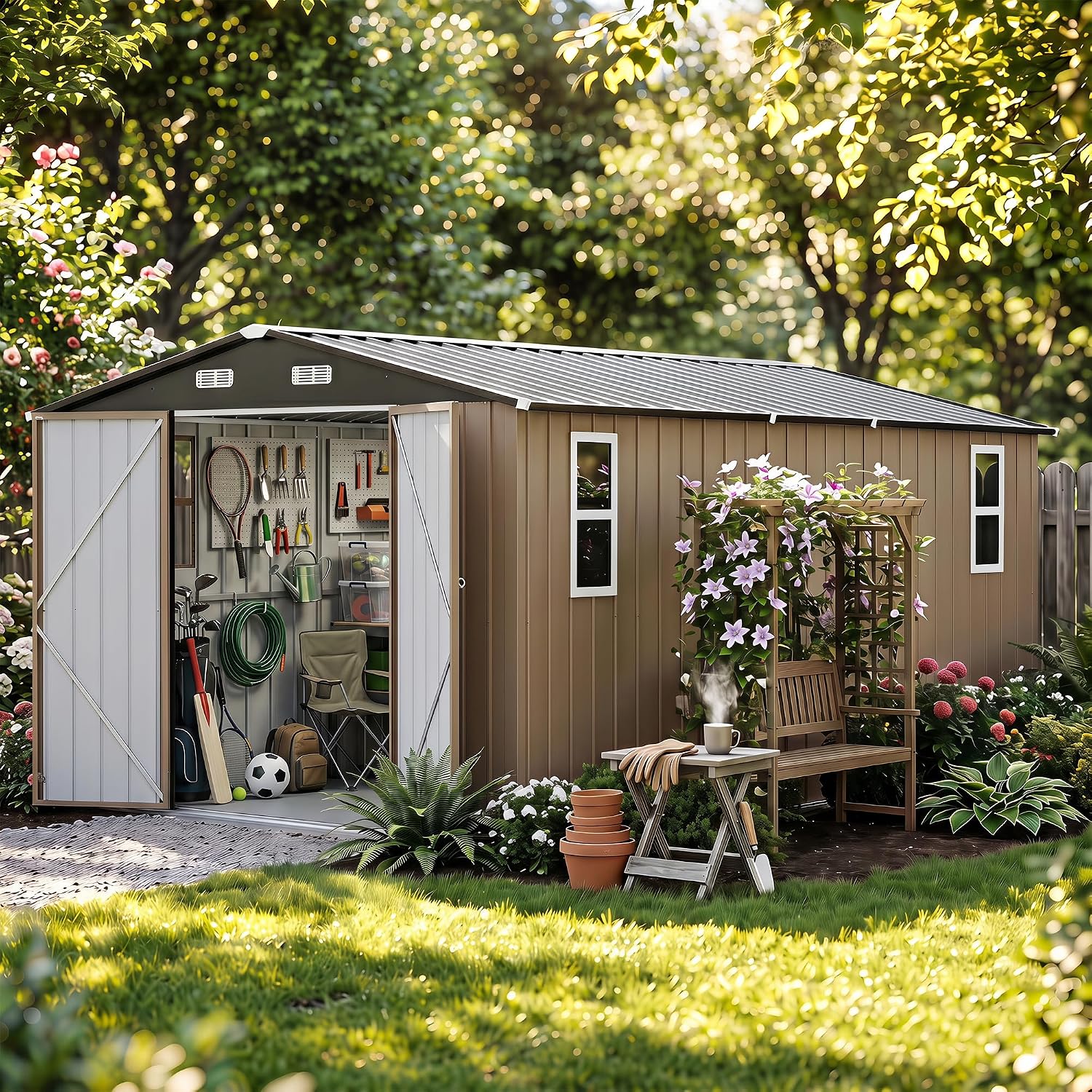 Detalle 2 de LAUSAINT HOME AMZ-OS-US-2-GZST304-011-SC1-eason-9.8 Storage Shed, 10 x 14 FT