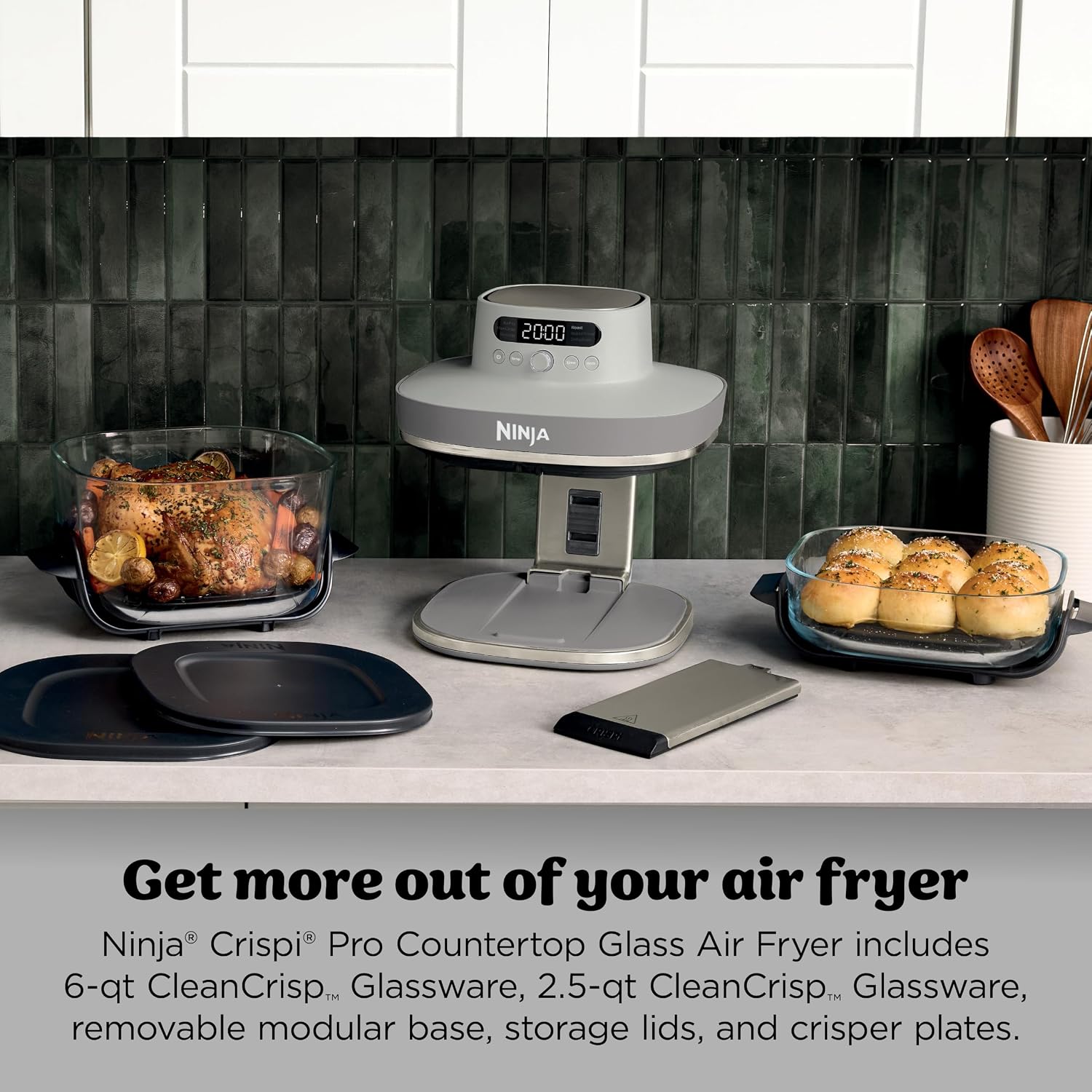 Thumbnail 1 de Ninja Crispi Pro AS101WH1 Glass Air Fryer, 6-in-1, 6-Qt, Bone & Champagne