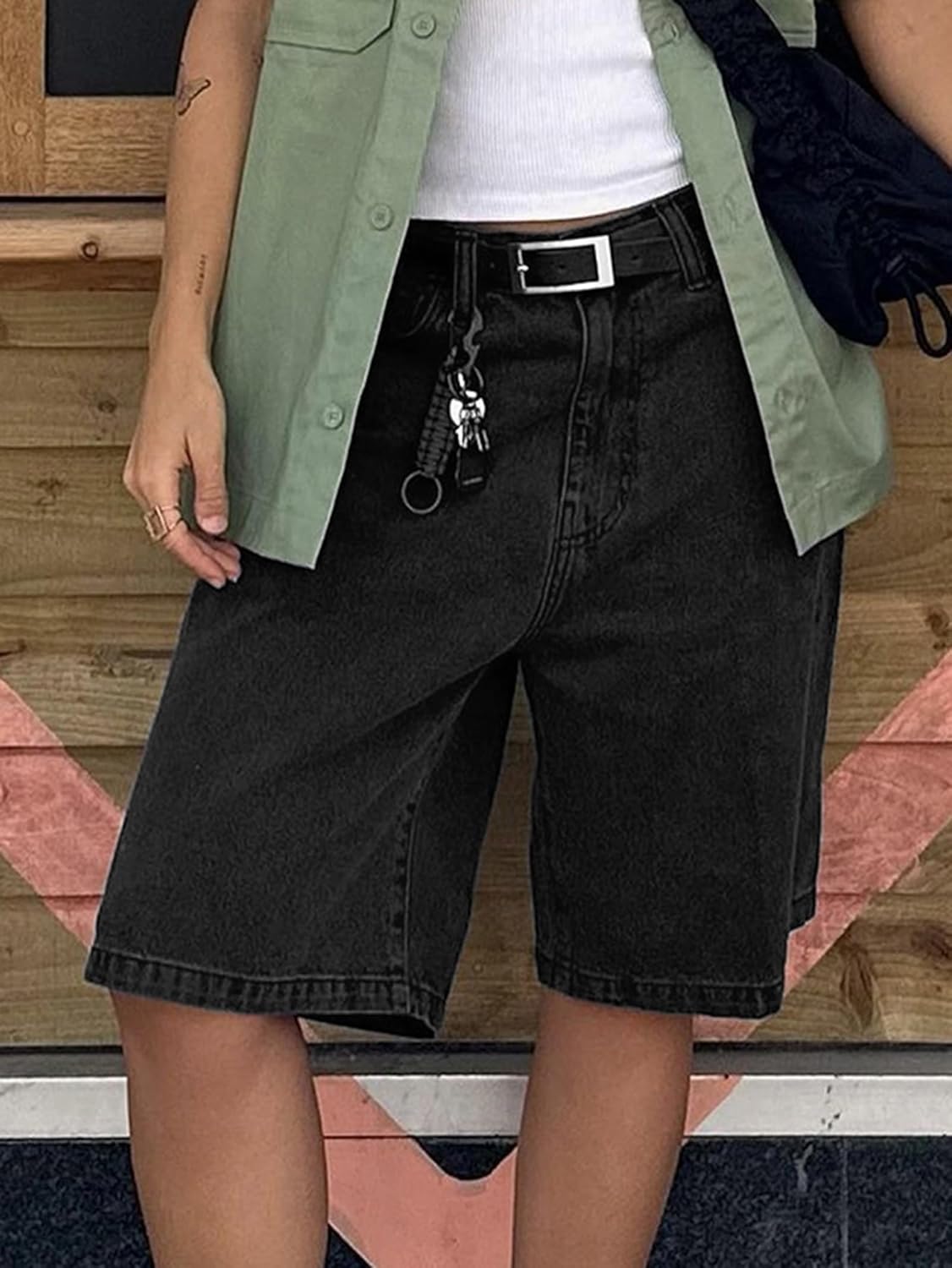 Thumbnail 1 de EMMIOL Baggy Jeans Shorts Damen – Mid-Low Waist, Stretch-Denim, sommerlicher Freizeit-Look