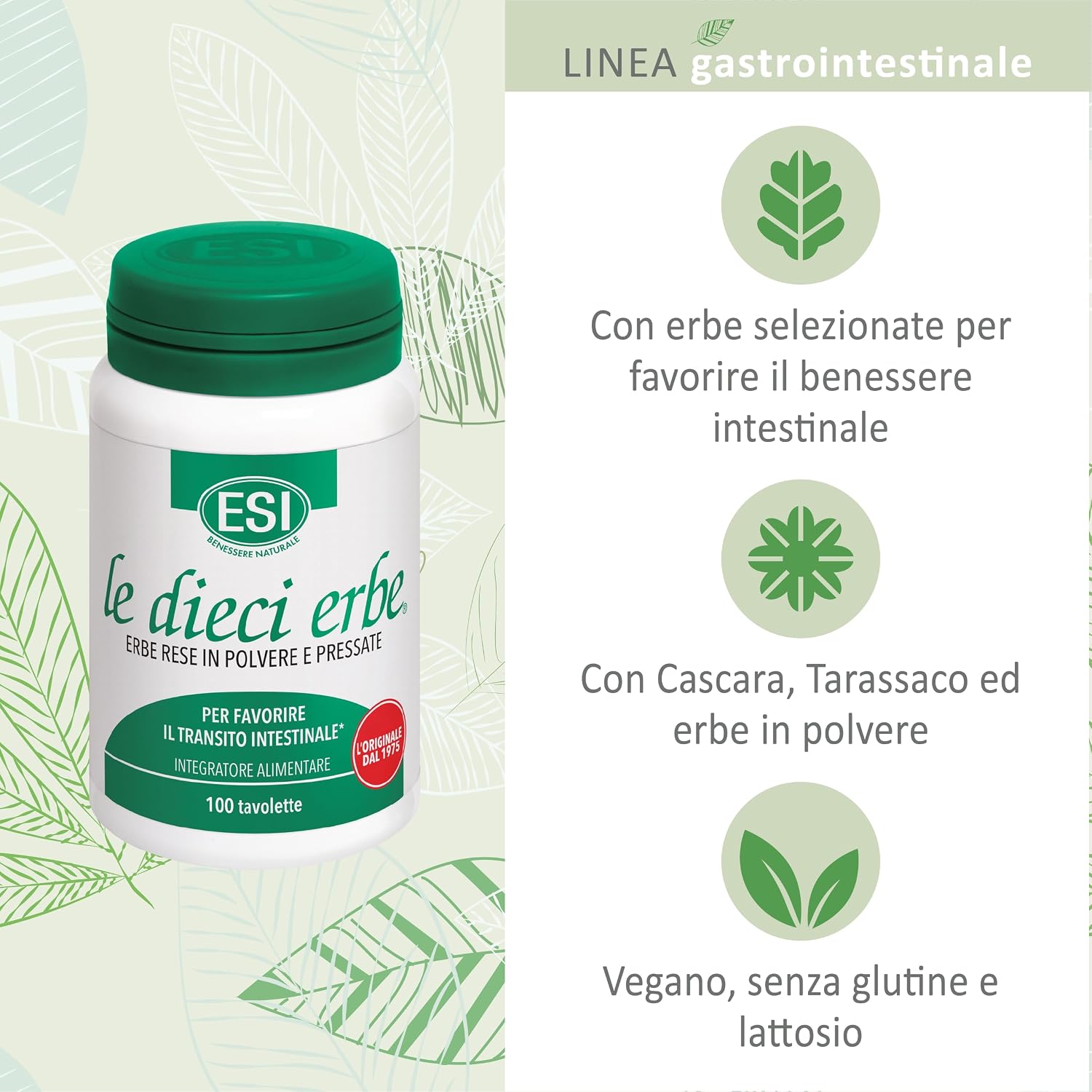 Detalle 2 de ESI - Le Dieci Erbe: Integratore vegetale con Tarassaco, 100 tavolette